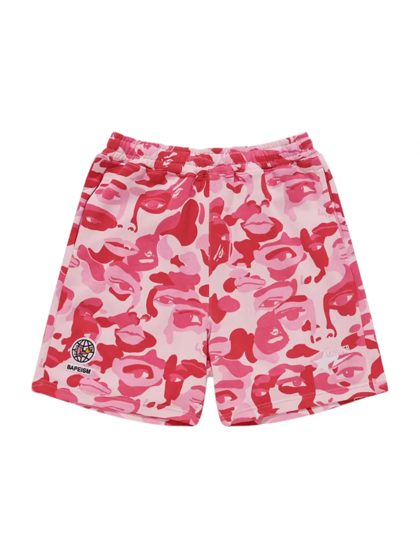 Мужские шорты с камуфляжным принтом BAPE x KidSuper Camo Sweat Shorts — изображение 1 из 1, розовый