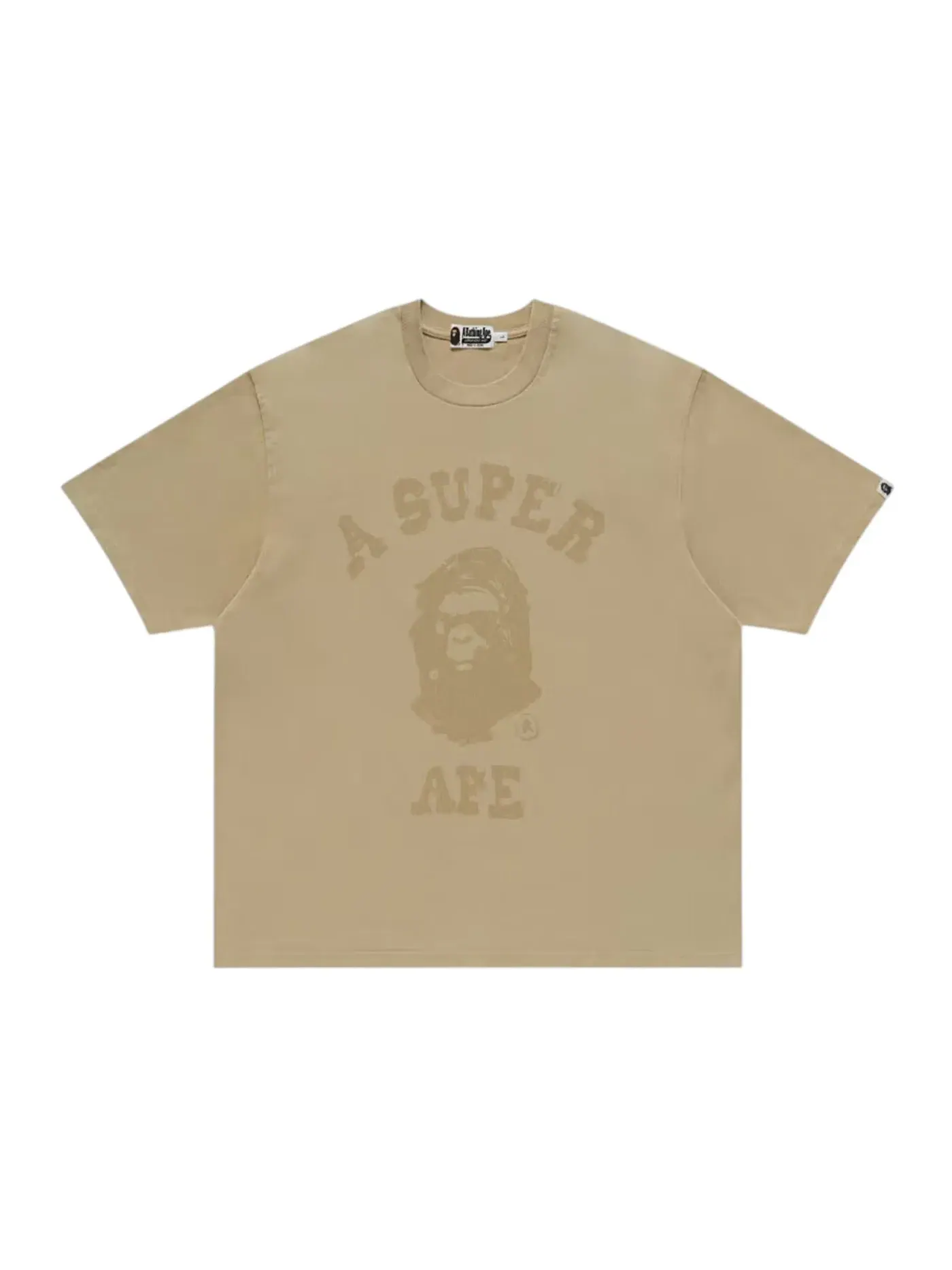 Мужская футболка с принтом BAPE x KidSuper Garment Dye College Logo Tee — изображение 1 из 1, бежевый
