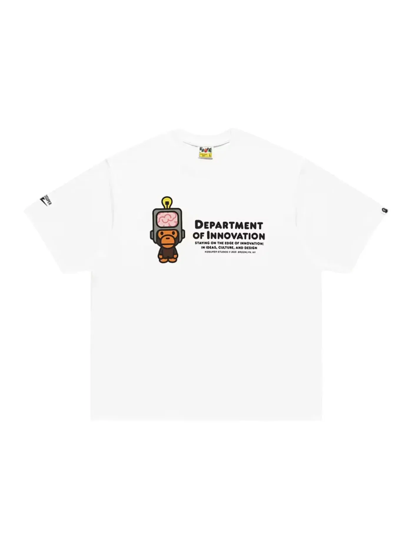 Мужская футболка с принтом BAPE x KidSuper Milo Dept. of Innovation Graphic Tee — изображение 1 из 1, белый