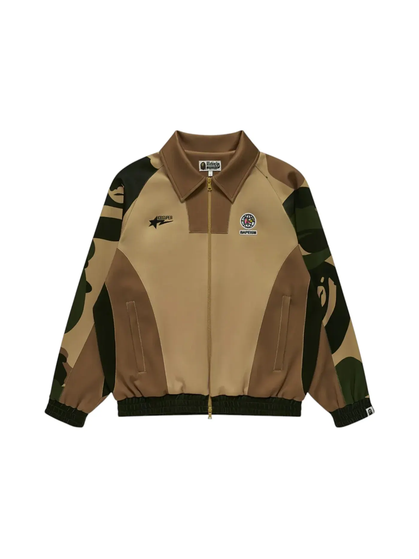 Мужская куртка из лоскутных тканей BAPE x KidSuper Patchwork Track Jacket — изображение 1 из 1, зеленый