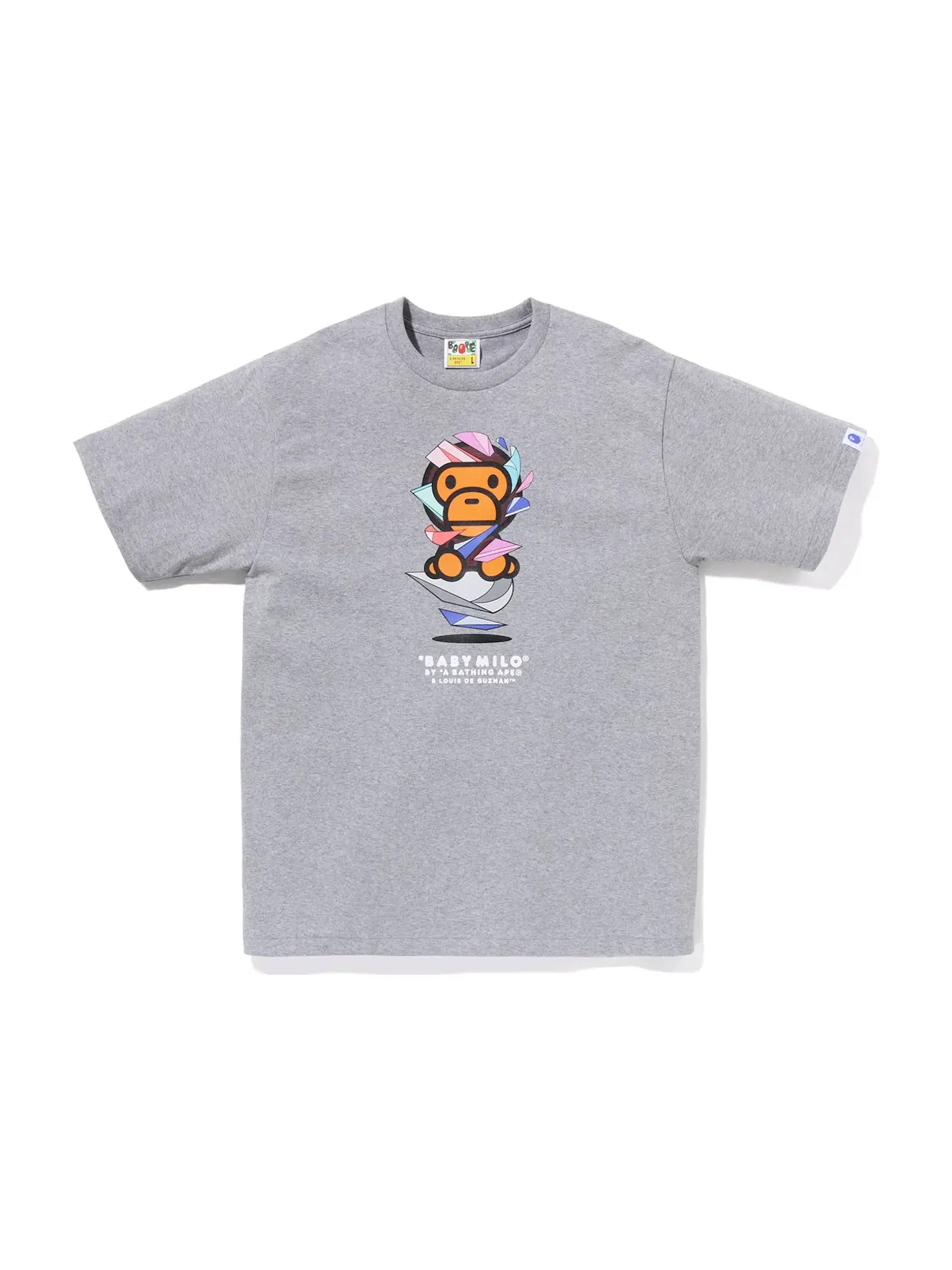 Мужская футболка с принтом BAPE x Louis De Guzman Baby Milo Tee BAPE — изображение 1 из 2, серый