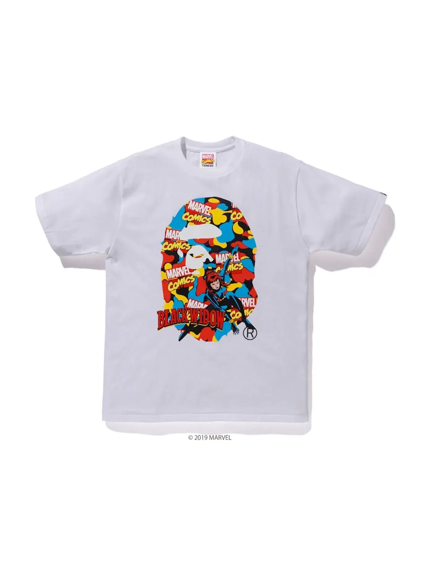 Мужская футболка с принтом BAPE x Marvel Camo Black Widow Tee — изображение 1 из 1, белый