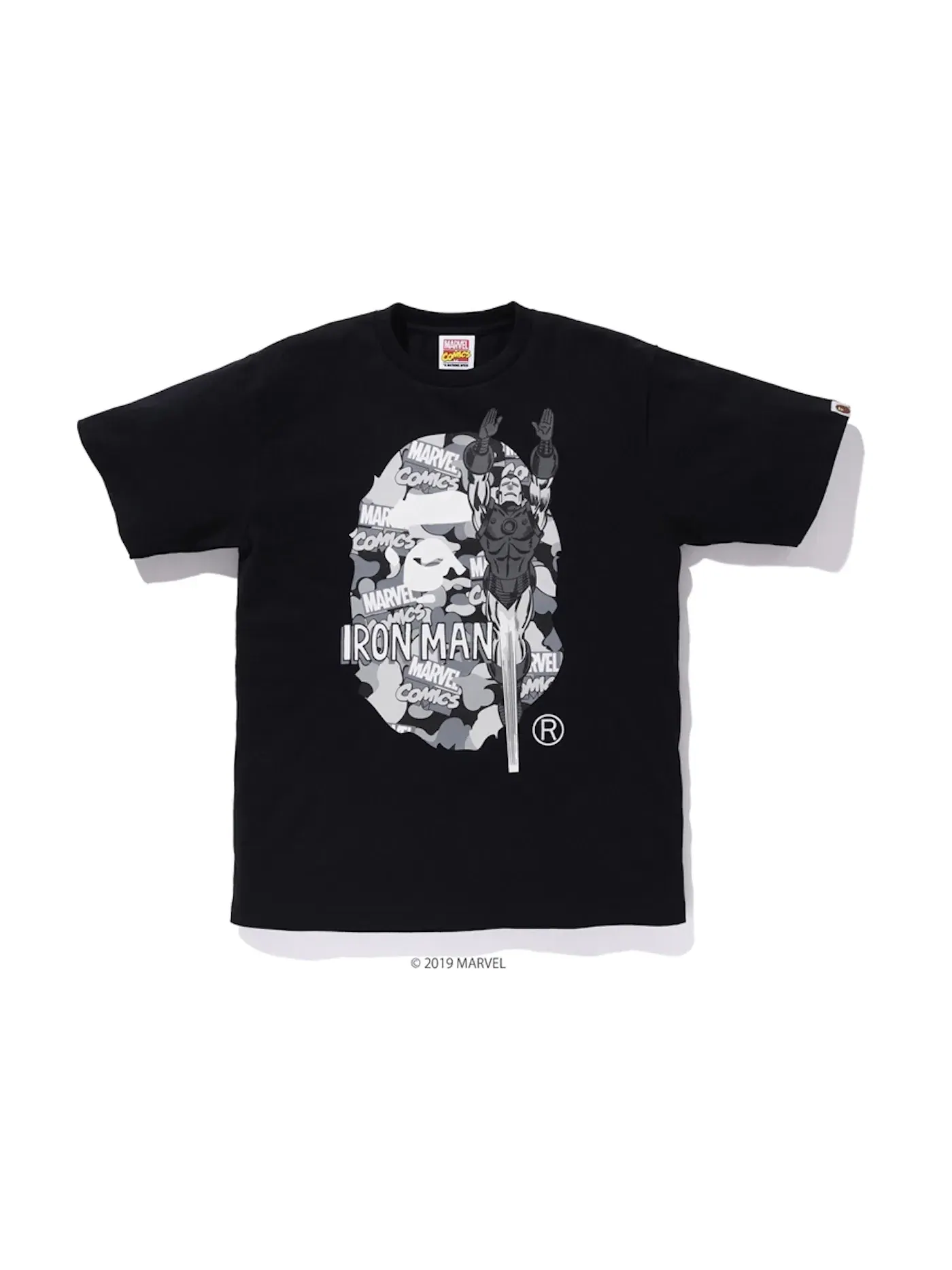 Мужская футболка с принтом BAPE x Marvel Camo Iron Man Ex Tee — изображение 1 из 1, черный