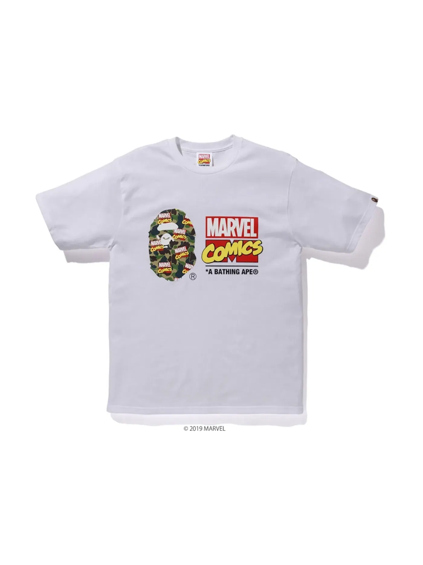Мужская футболка с принтом BAPE x Marvel Camo Tee — изображение 1 из 1, белый