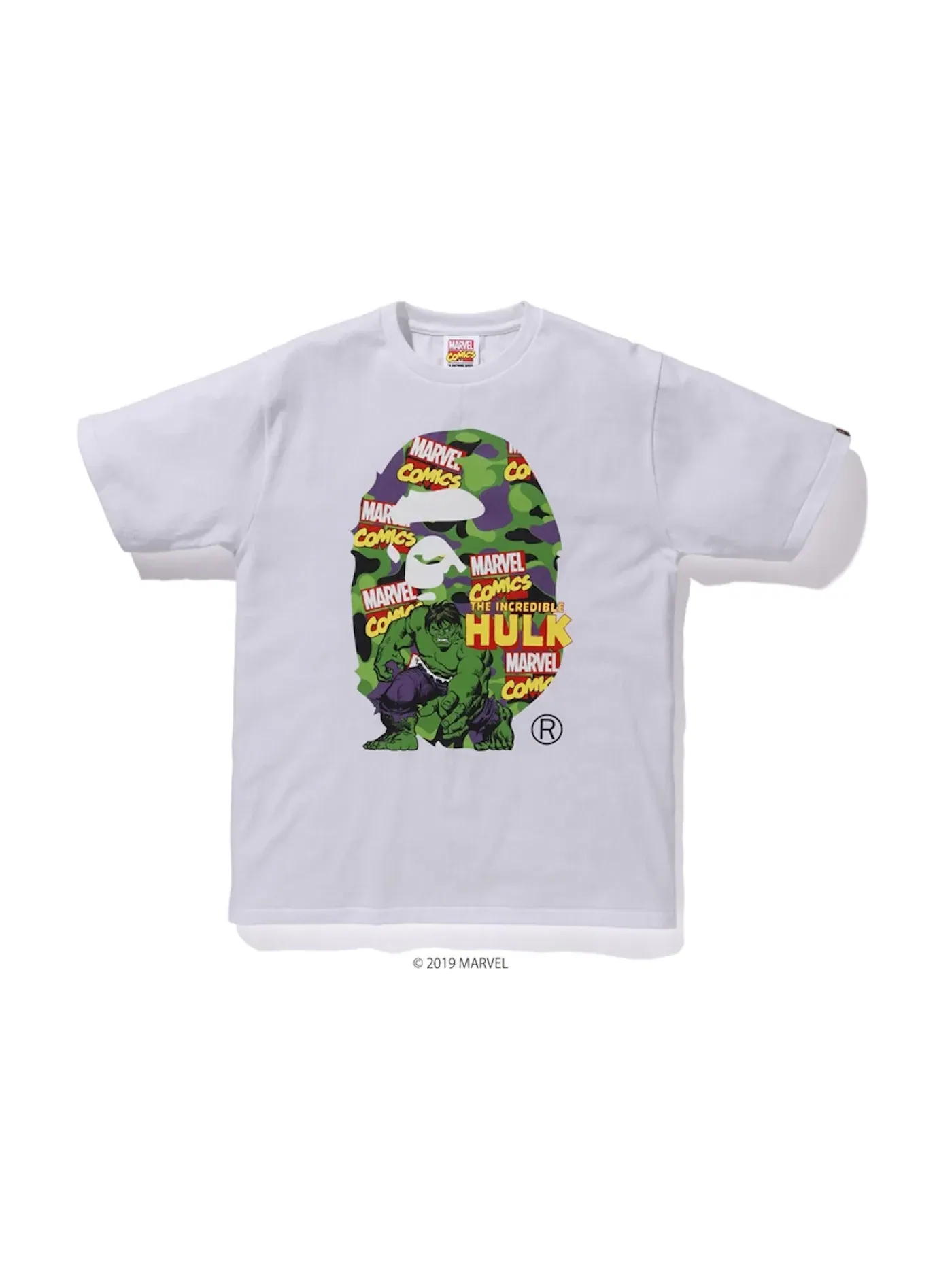 Мужская футболка с принтом BAPE x Marvel Camo The Hulk Tee BAPE — изображение 1 из 1, белый