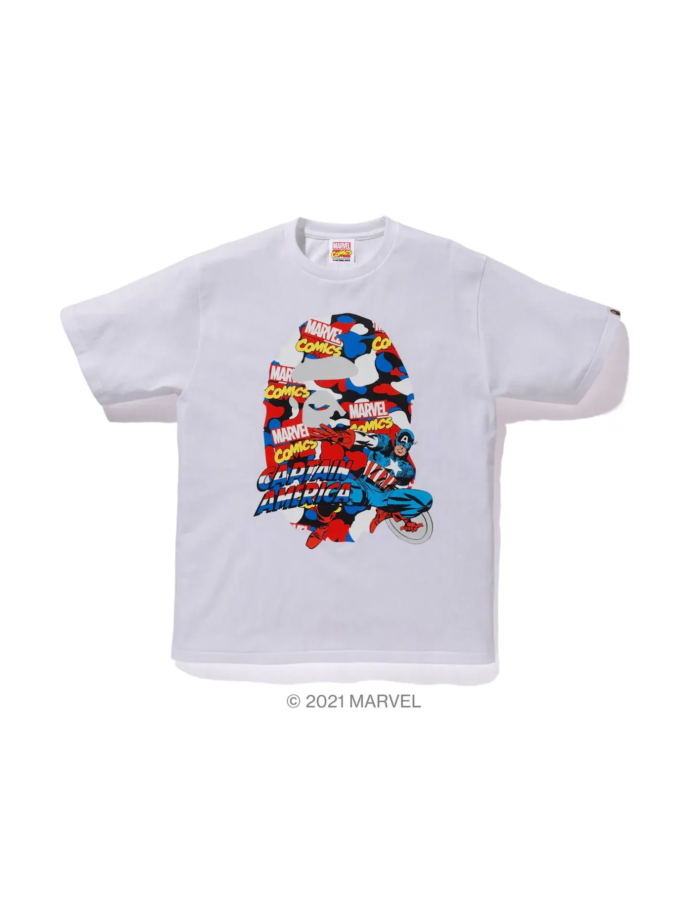 Мужская футболка с принтом BAPE x Marvel Comics Camo Captain America Tee — изображение 1 из 1, белый