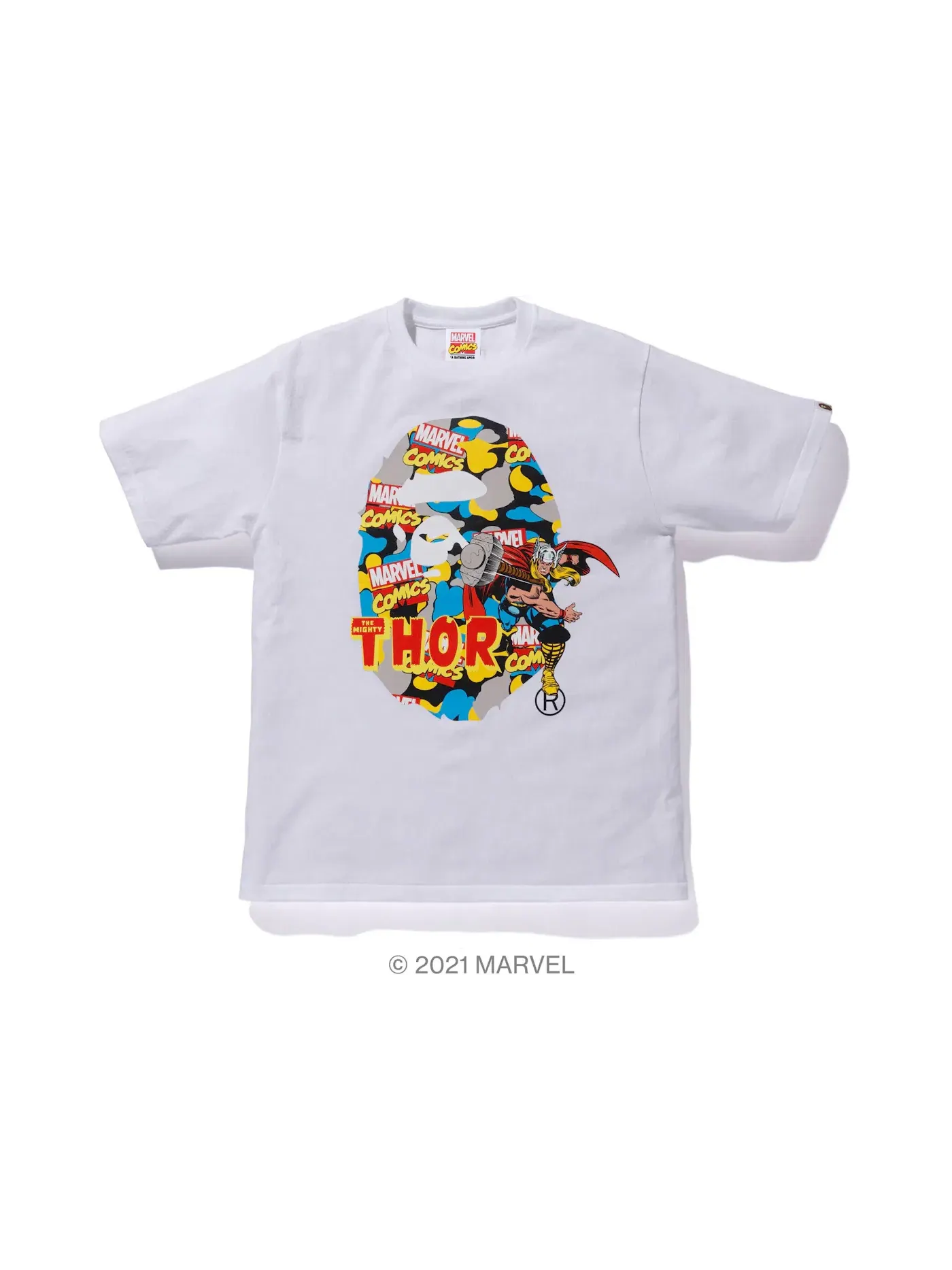 Мужская футболка с принтом BAPE x Marvel Comics Camo Mighty Thor Tee — изображение 1 из 1, белый