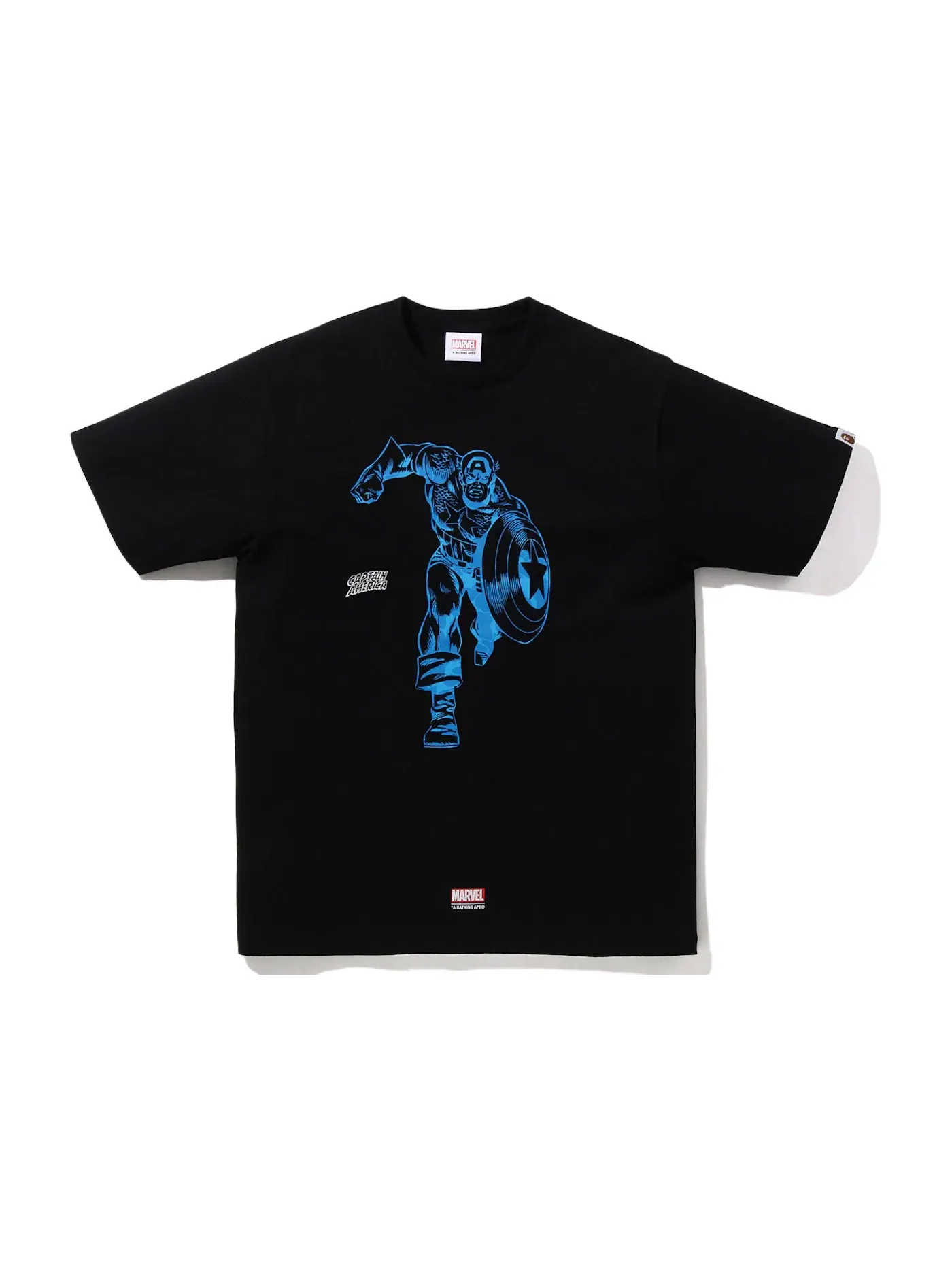 Мужская футболка с принтом BAPE x Marvel Comics Captain America T-Shirt BAPE — изображение 1 из 1, черный