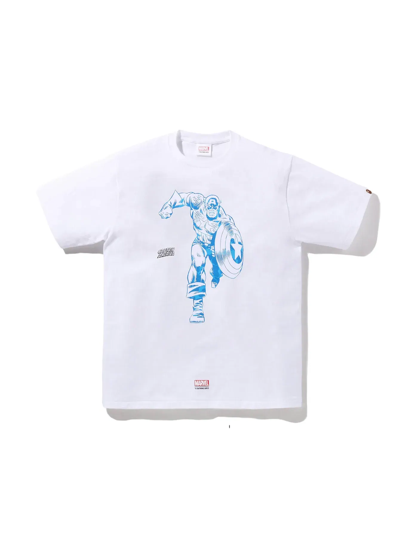 Мужская футболка с принтом BAPE x Marvel Comics Captain America T-Shirt BAPE — изображение 1 из 1, белый