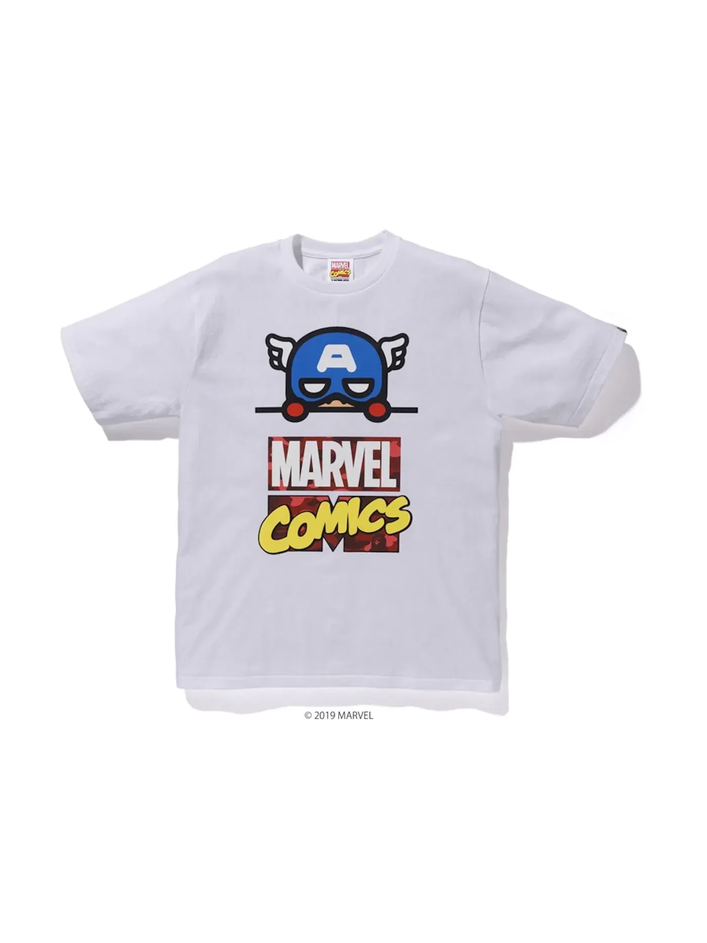 Мужская футболка с принтом BAPE x Marvel Comics Captain America Tee — изображение 1 из 1, белый