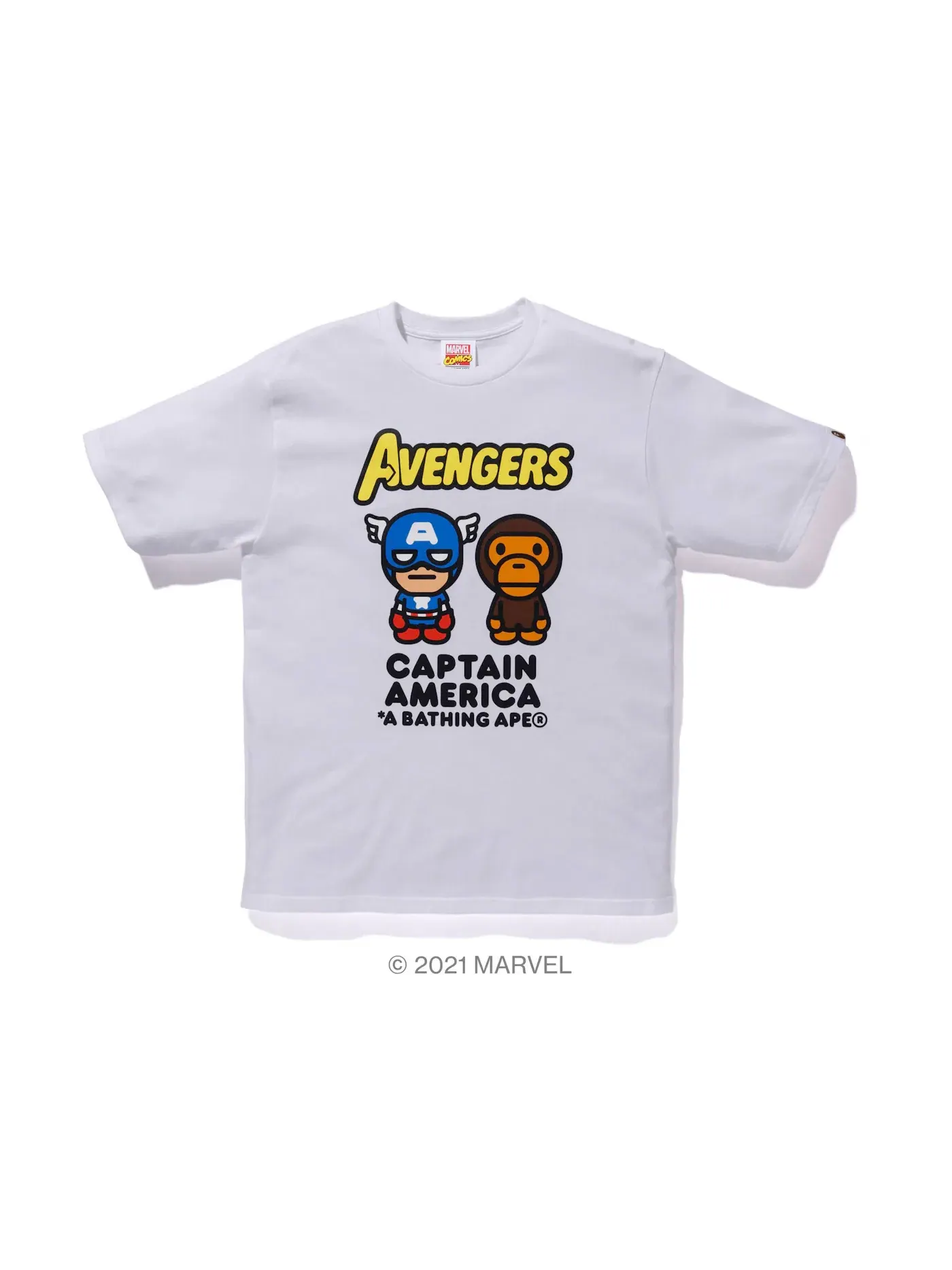 Мужская футболка с принтом BAPE x Marvel Comics Milo Captain America Tee BAPE — изображение 1 из 1, белый