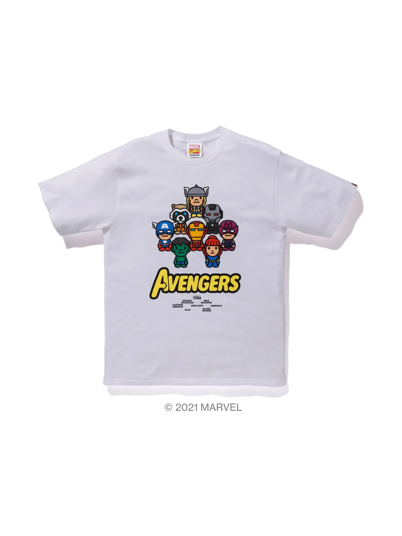 Мужская футболка с принтом BAPE x Marvel Comics Milo Avengers Tee BAPE — изображение 1 из 1, белый