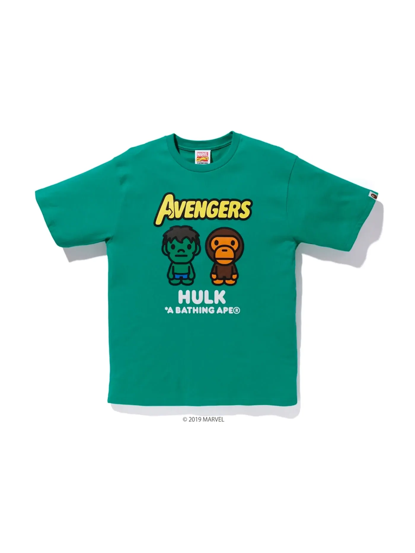 Мужская футболка с принтом BAPE x Marvel Milo The Hulk Tee BAPE — изображение 1 из 1, зеленый