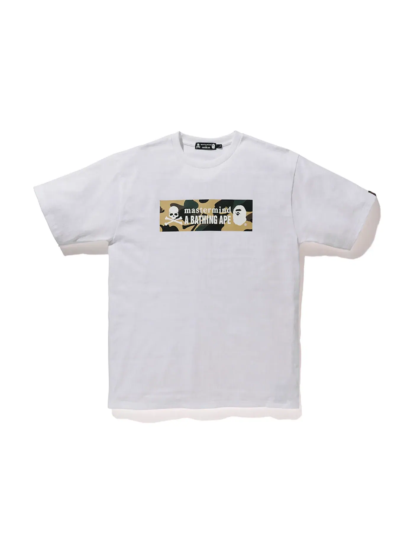 Мужская футболка с принтом BAPE x Mastermind Japan Camo Logo Tee — изображение 1 из 1, белый/желтый