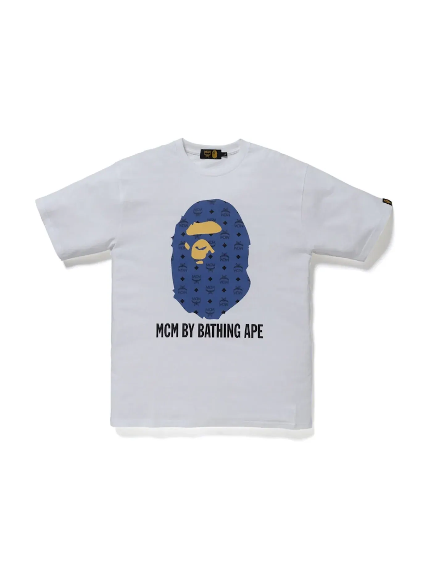 Мужская футболка с принтом BAPE x MCM Tee BAPE — изображение 1 из 1, белый/темно-синий