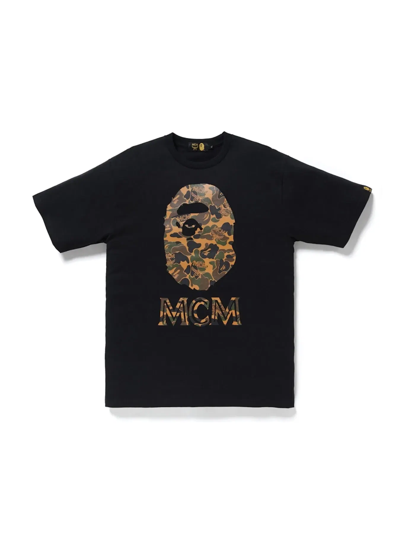 Мужская футболка с принтом BAPE x MCM Camo Ape Head Tee BAPE — изображение 1 из 1, черный