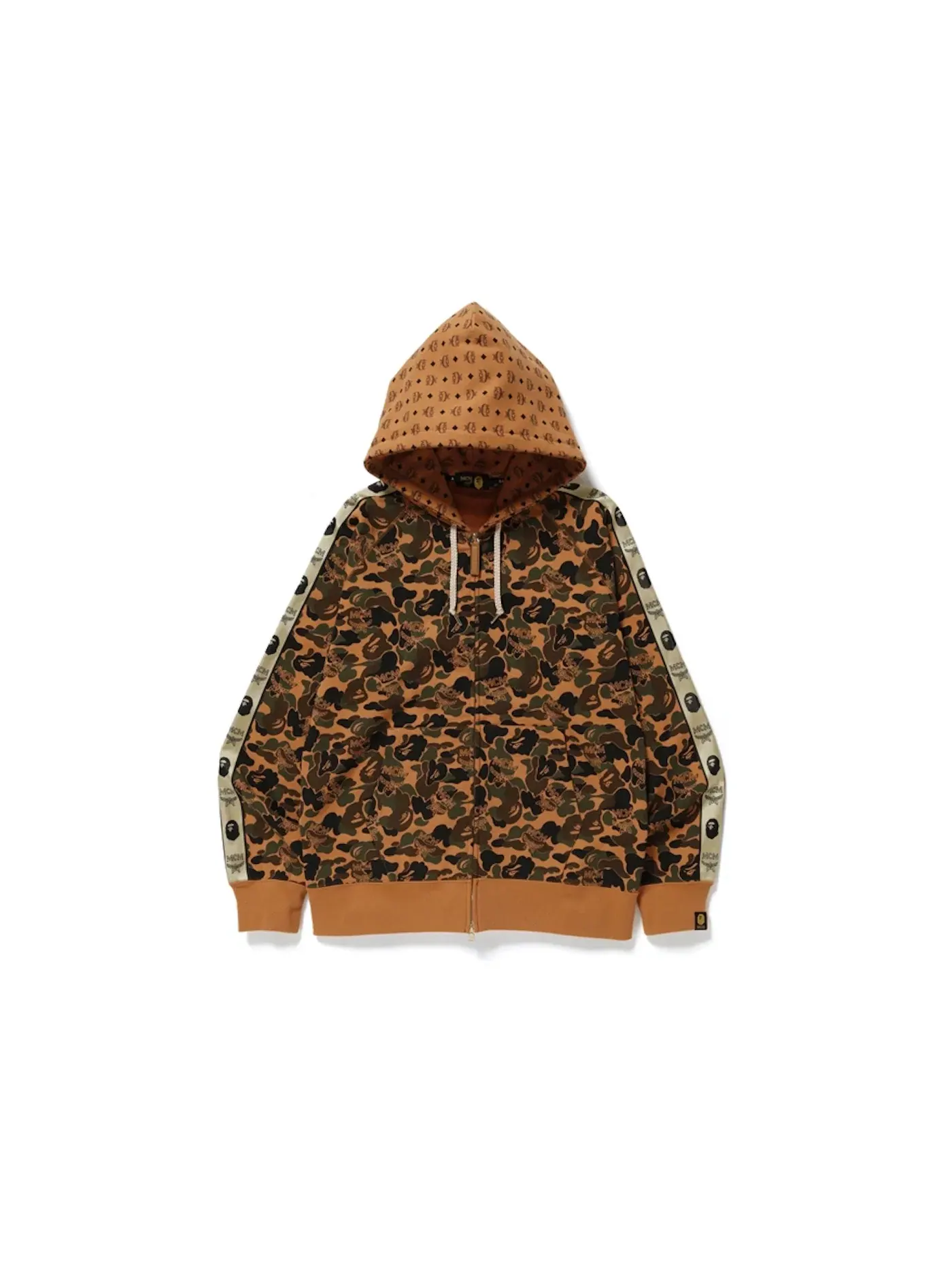 Мужской худи с камуфляжным принтом BAPE x MCM Camo Zip Hoodie BAPE — изображение 1 из 1, коричневый