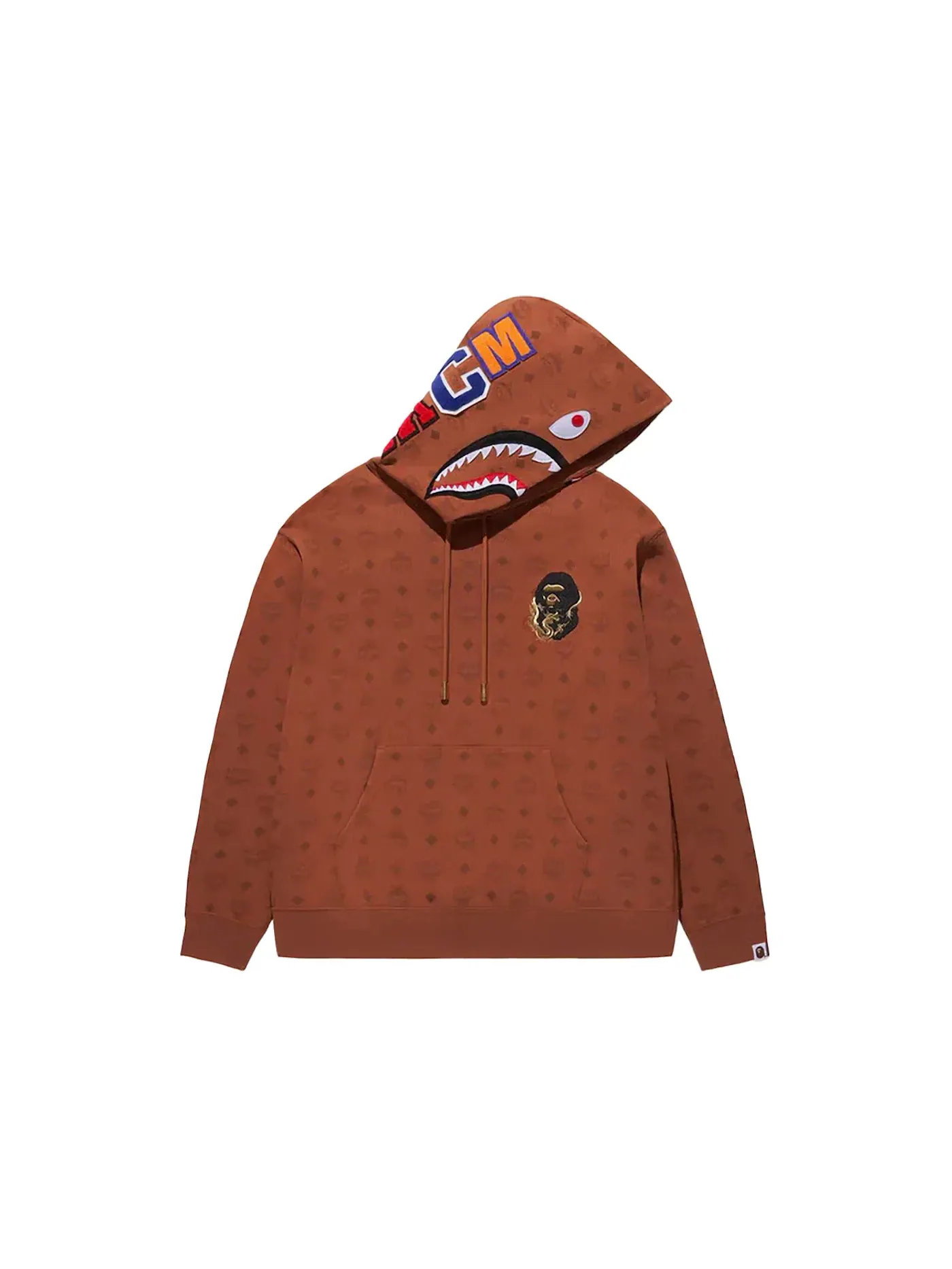 Детский худи с принтом Shark Pullover BAPE — изображение 2 из 3, коричневый