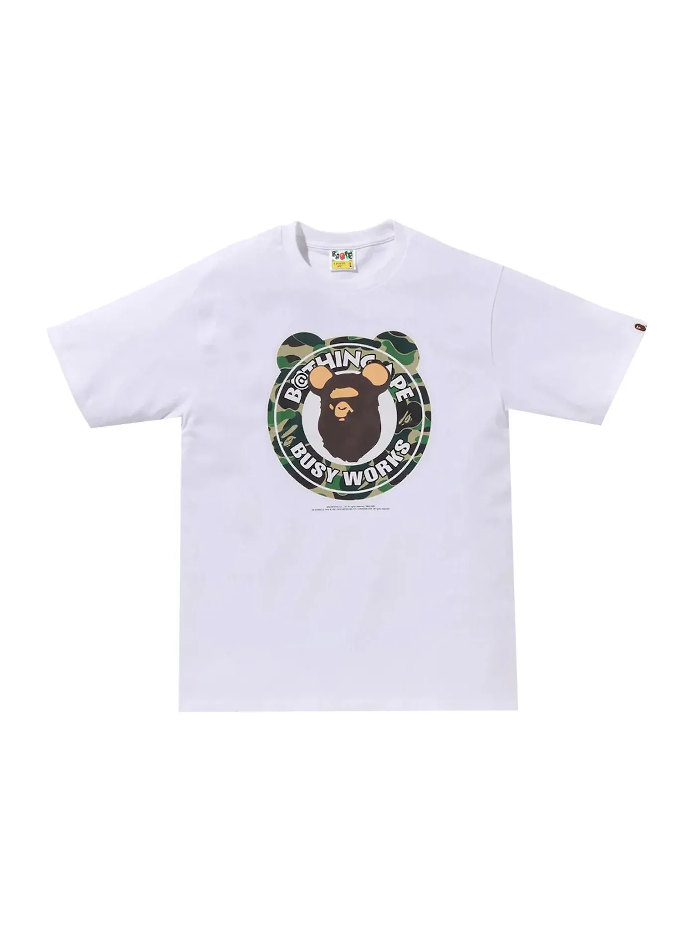 Мужская футболка с принтом BAPE x Medicom Toy ABC Camo Bear Milo Tee BAPE — изображение 1 из 2, белый