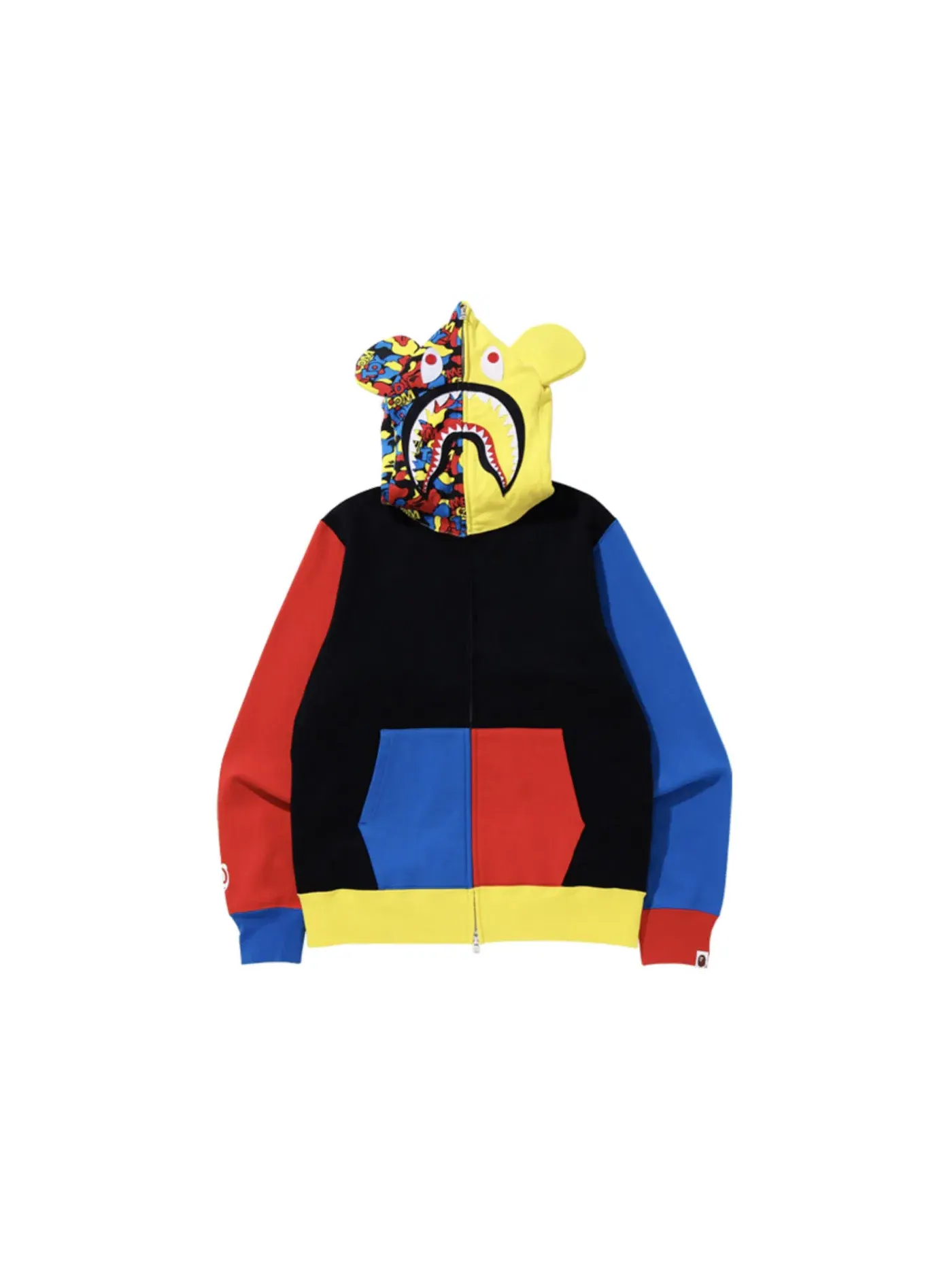 Мужская худи с принтом BAPE x Medicom Toy Bear Shark Full Zip Hoodie (FW20) BAPE — изображение 1 из 1, мульти
