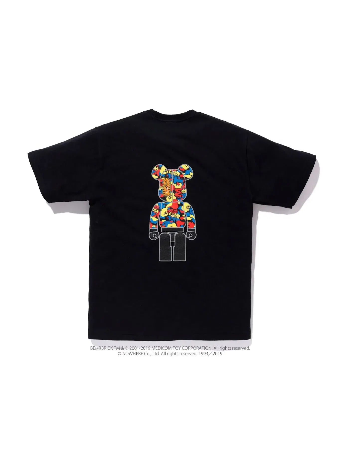 Мужская футболка с принтом BAPE x Medicom Toy Camo Bear Tee BAPE — изображение 2 из 2, черный