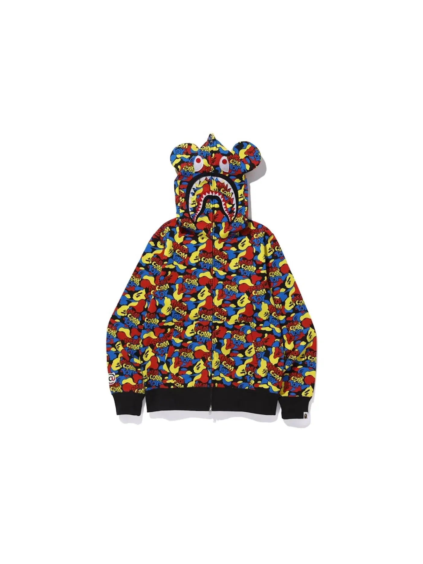 Мужская худи с принтом BAPE x Medicom Toy Camo Bear Shark Full Zip Hoodie Multi — изображение 1 из 2, мульти