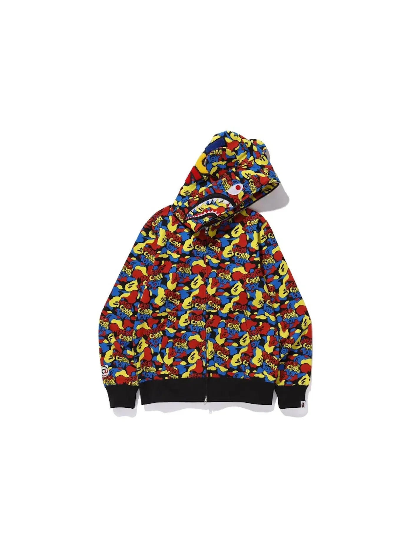 Мужская худи с принтом BAPE x Medicom Toy Camo Bear Shark Full Zip Hoodie Multi — изображение 2 из 2, мульти