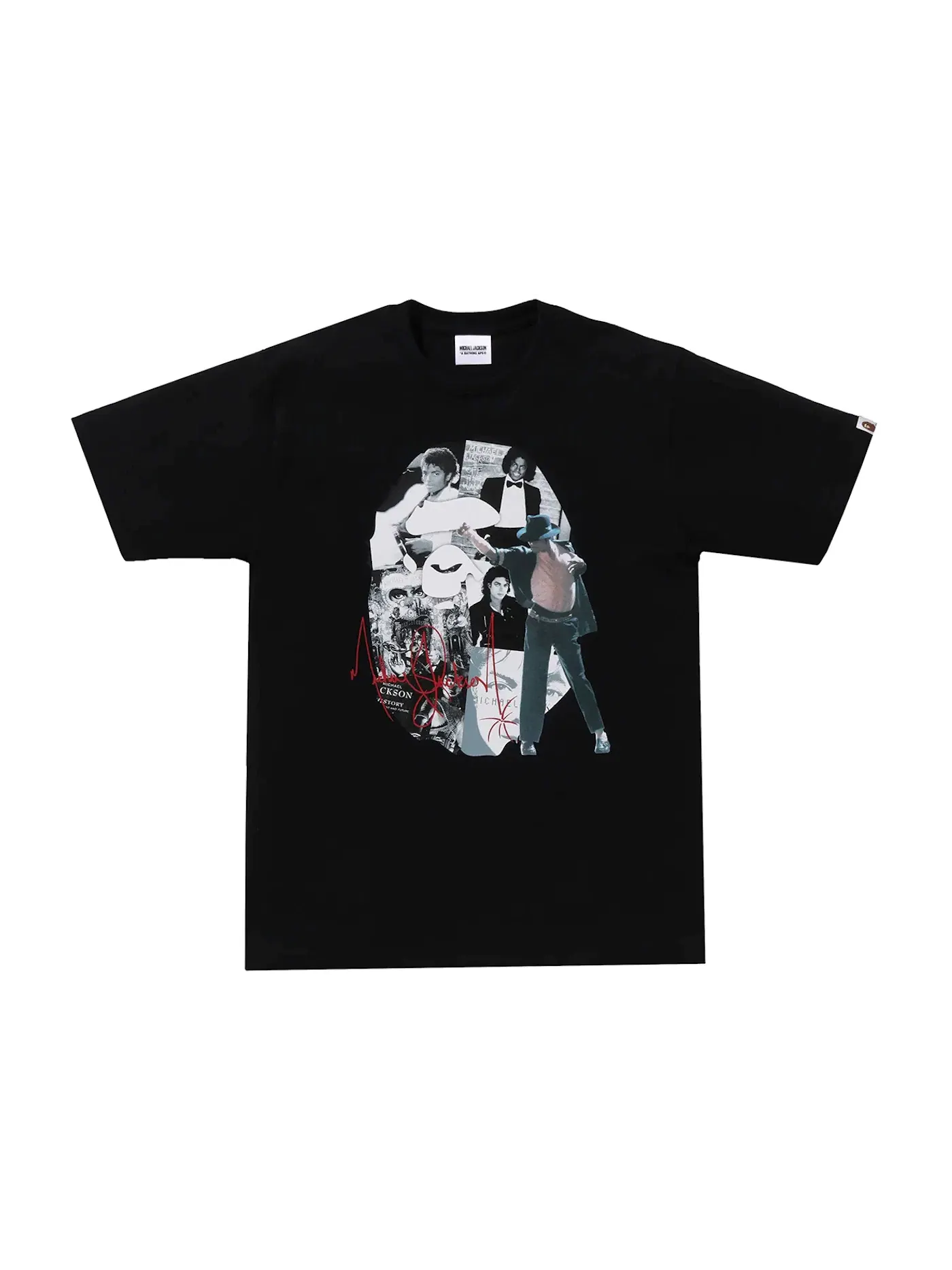 Мужская футболка с принтом BAPE x Michael Jackson Album Jacket Ape Head Tee BAPE — изображение 1 из 2, черный