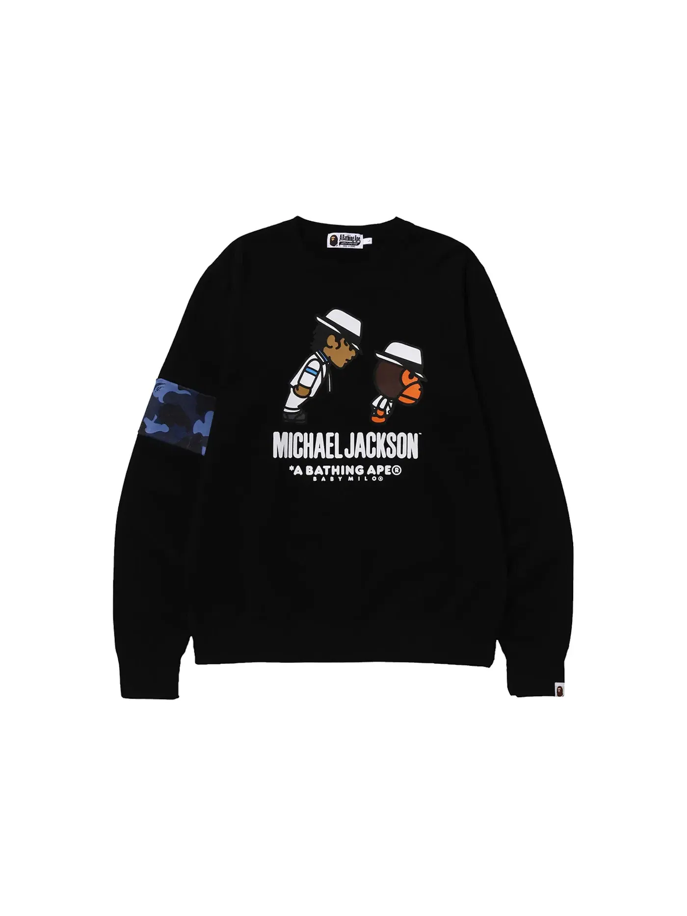 Мужской свитшот с принтом BAPE x Michael Jackson Baby Milo Crewneck BAPE — изображение 1 из 2, черный