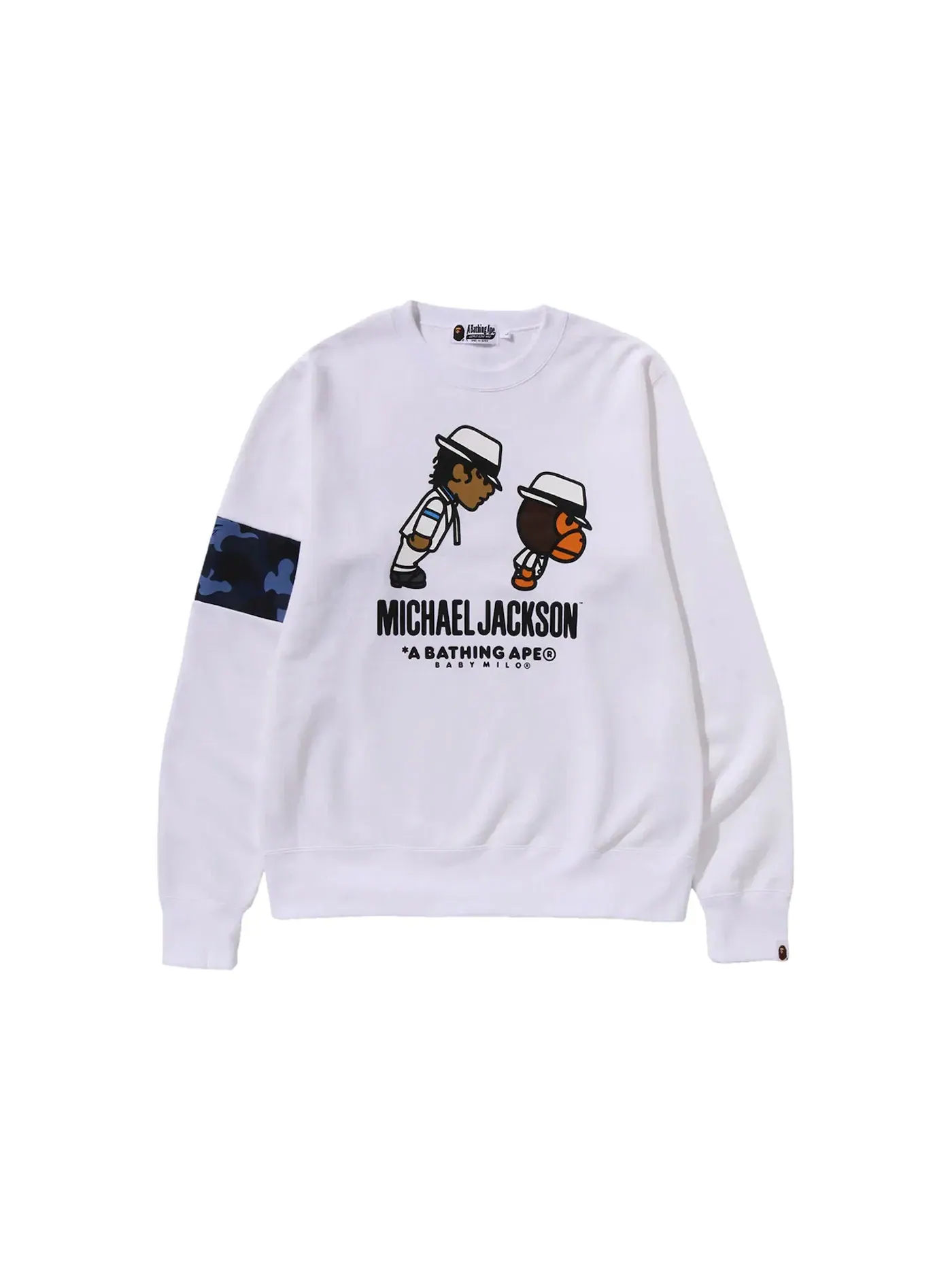 Мужской свитшот с принтом BAPE x Michael Jackson Baby Milo Crewneck BAPE — изображение 1 из 2, белый