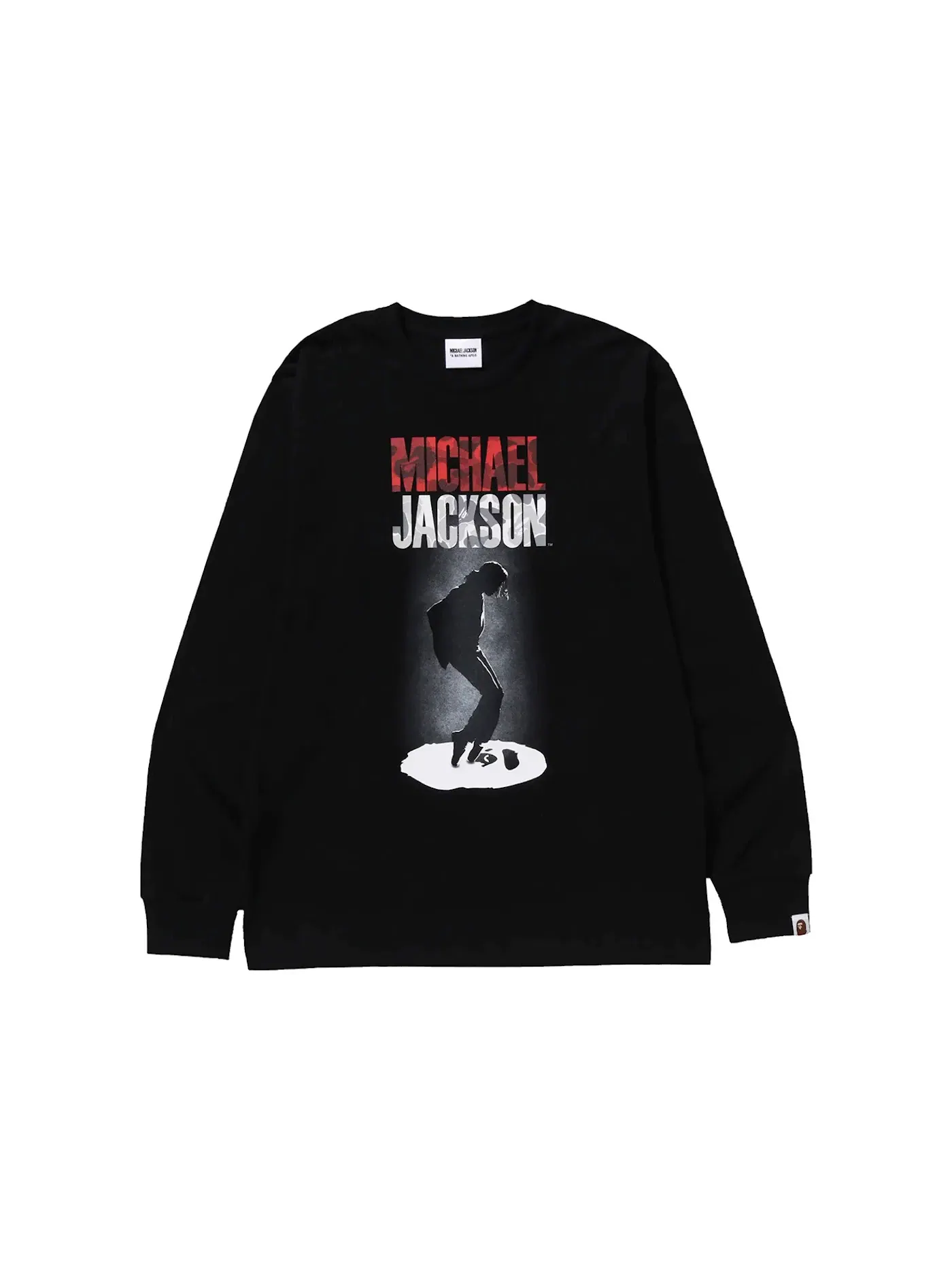 Мужская футболка с длинным рукавом BAPE x Michael Jackson L/S Tee Black BAPE — изображение 1 из 2, черный
