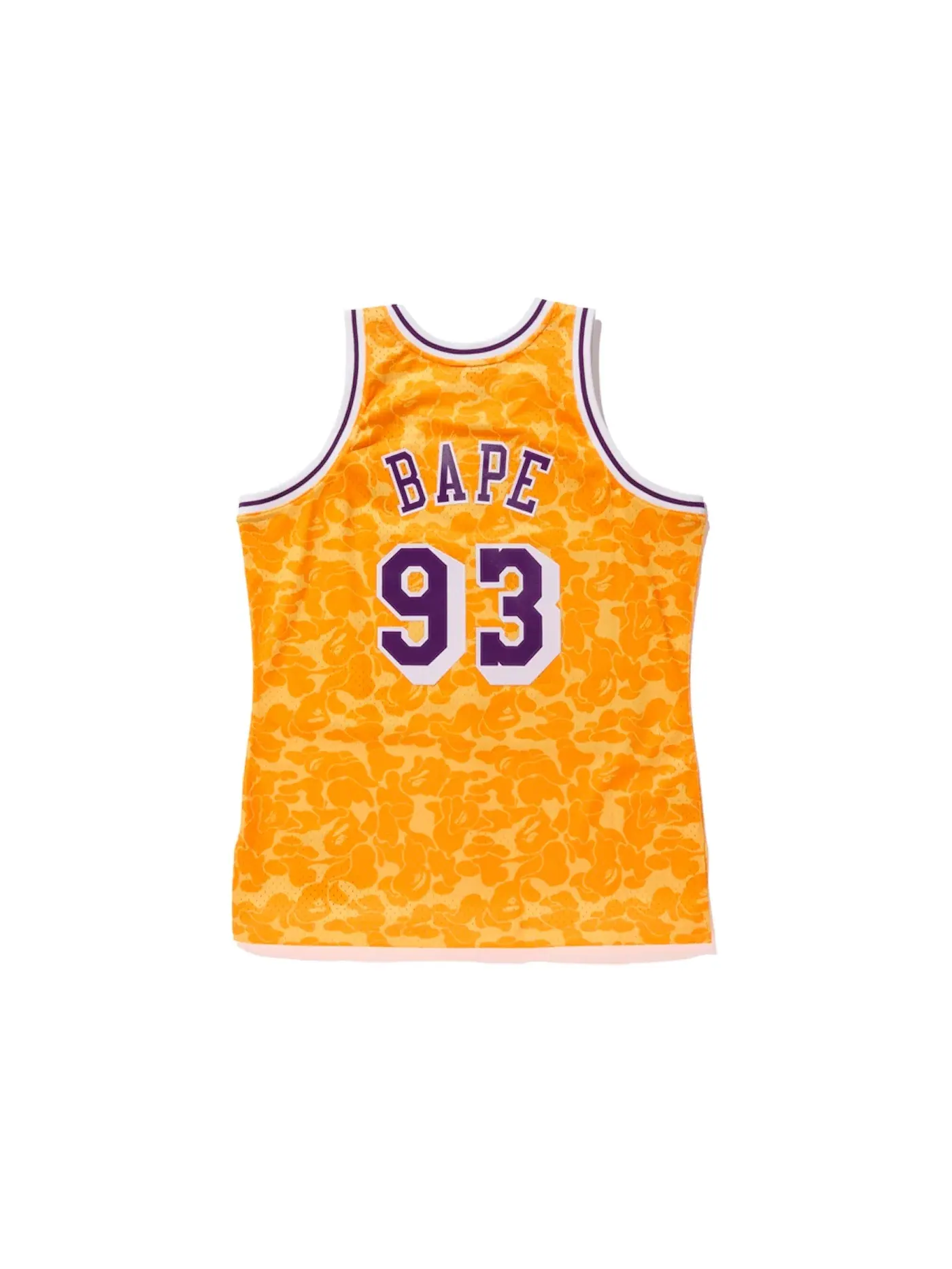 Мужская джерси с принтом BAPE x Mitchell & Ness Lakers ABC Basketball Swingman Jersey BAPE — изображение 2 из 3, желтый