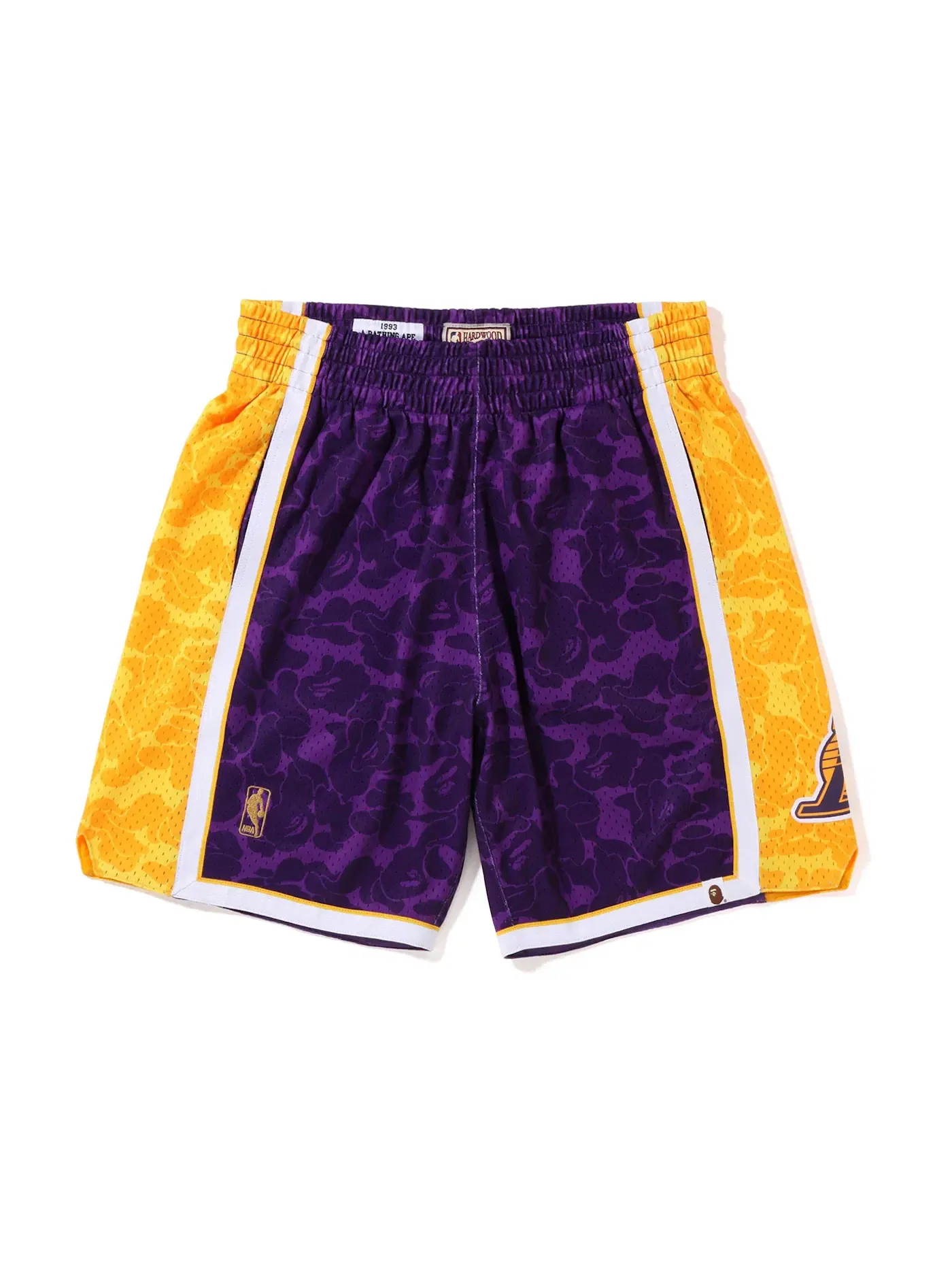 Мужские шорты BAPE x Mitchell & Ness Los Angeles Lakers Shorts BAPE — изображение 1 из 2, фиолетовый