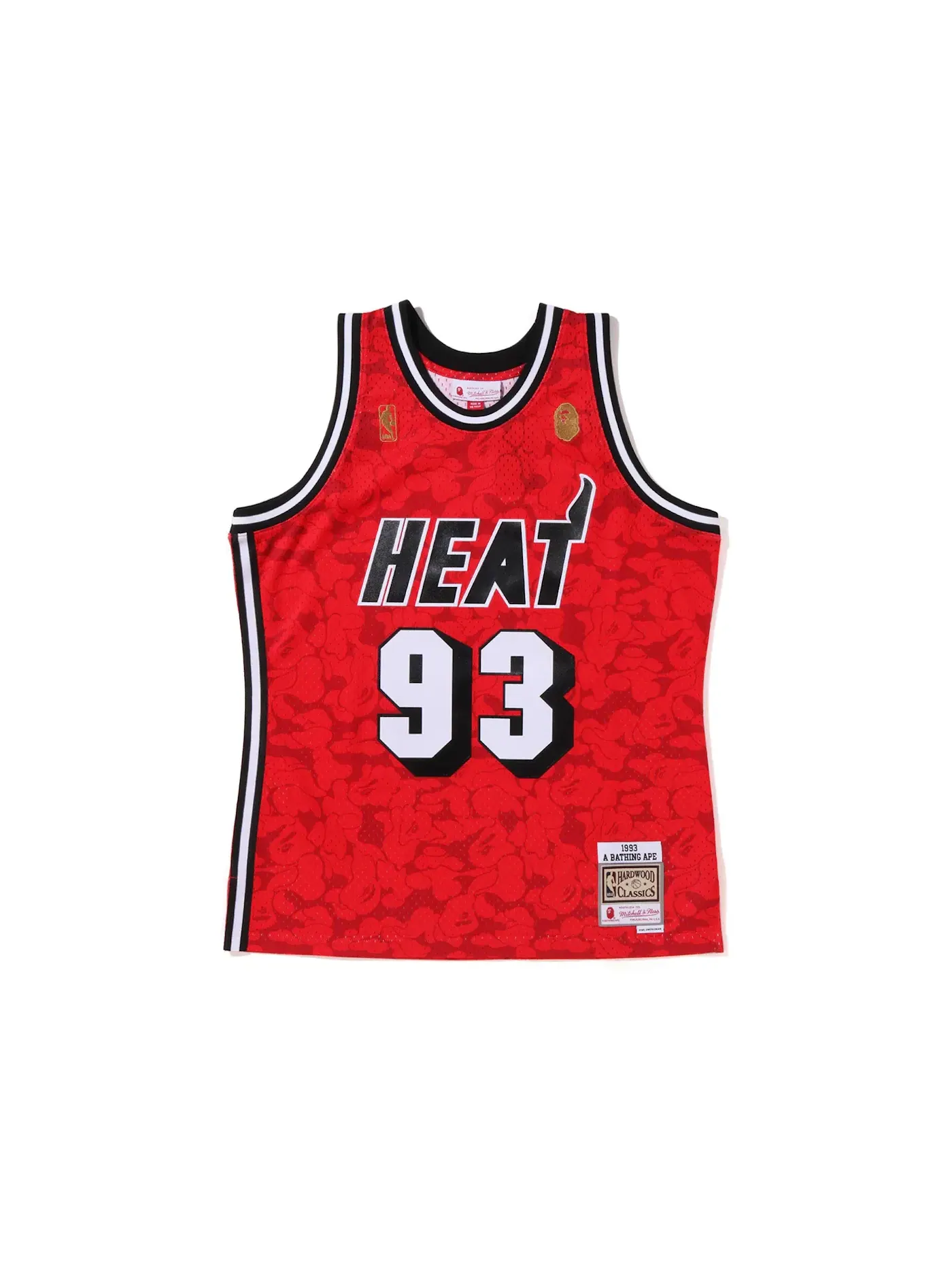 Мужская джерси с принтом BAPE x Mitchell & Ness Miami Heat Jersey BAPE — изображение 1 из 2, красный