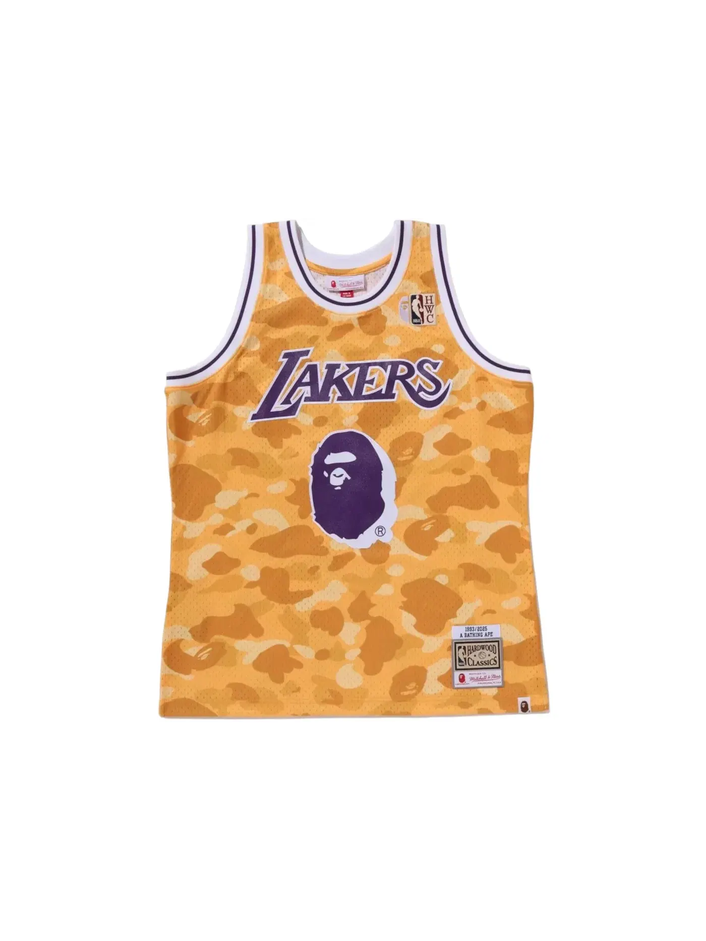 Мужская джерси с принтом BAPE x Mitchell & Ness NBA Los Angeles Lakers Swingman Jersey BAPE — изображение 1 из 1, желтый