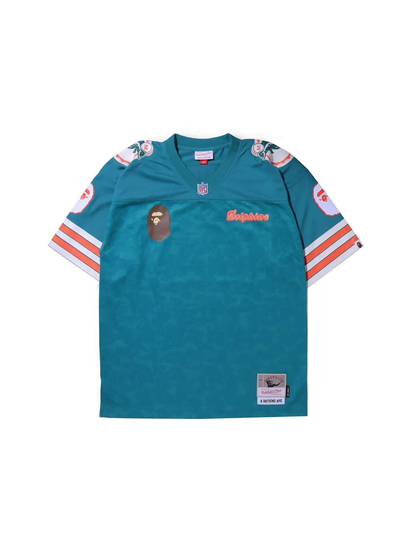 Мужская джерси с длинным рукавом BAPE x Mitchell & Ness NFL Miami Dolphins Legacy Jersey — изображение 1 из 3, зеленый