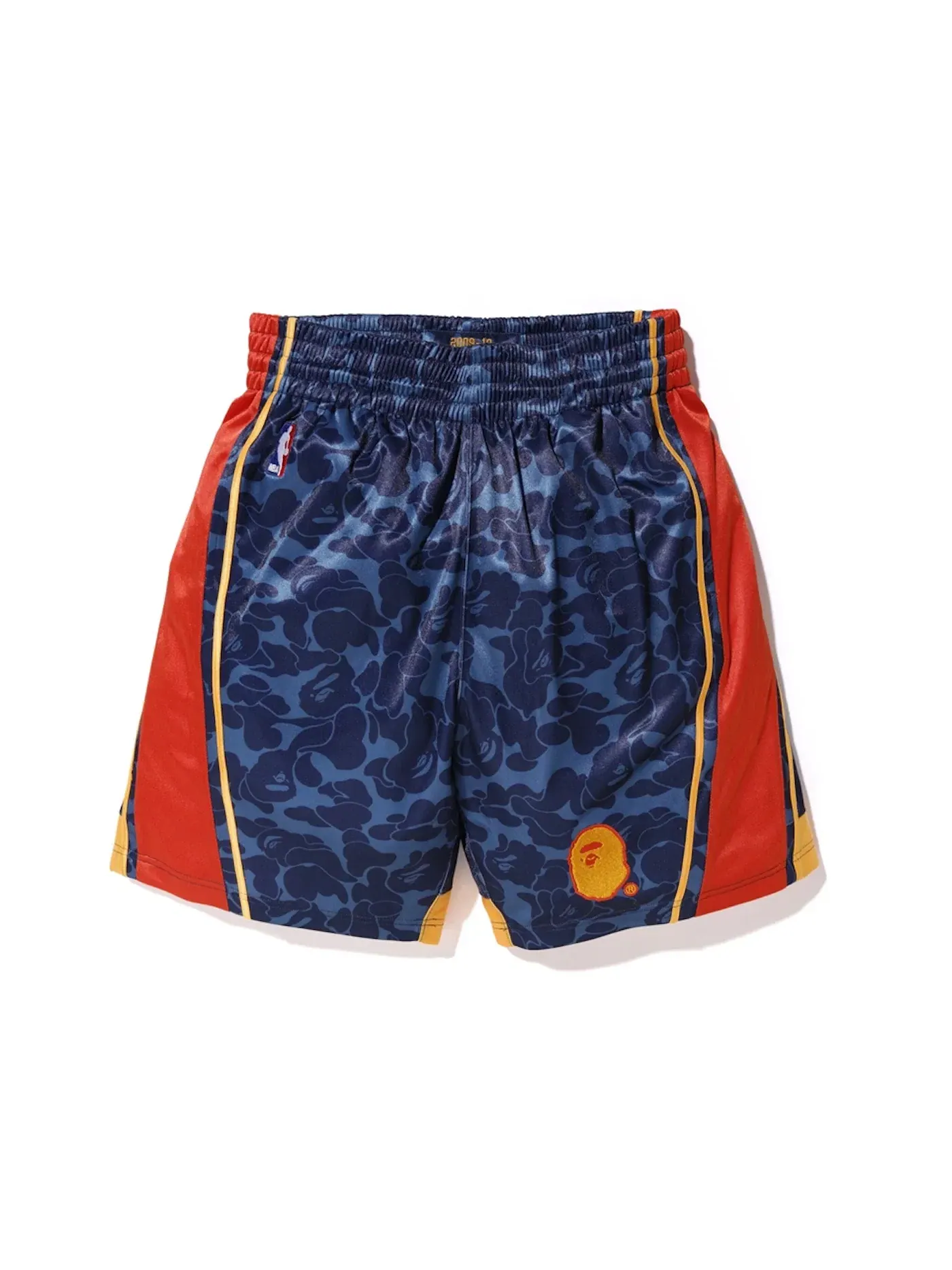 Мужские шорты с принтом BAPE x Mitchell & Ness Warriors ABC Basketball Authentic Shorts BAPE — изображение 1 из 3