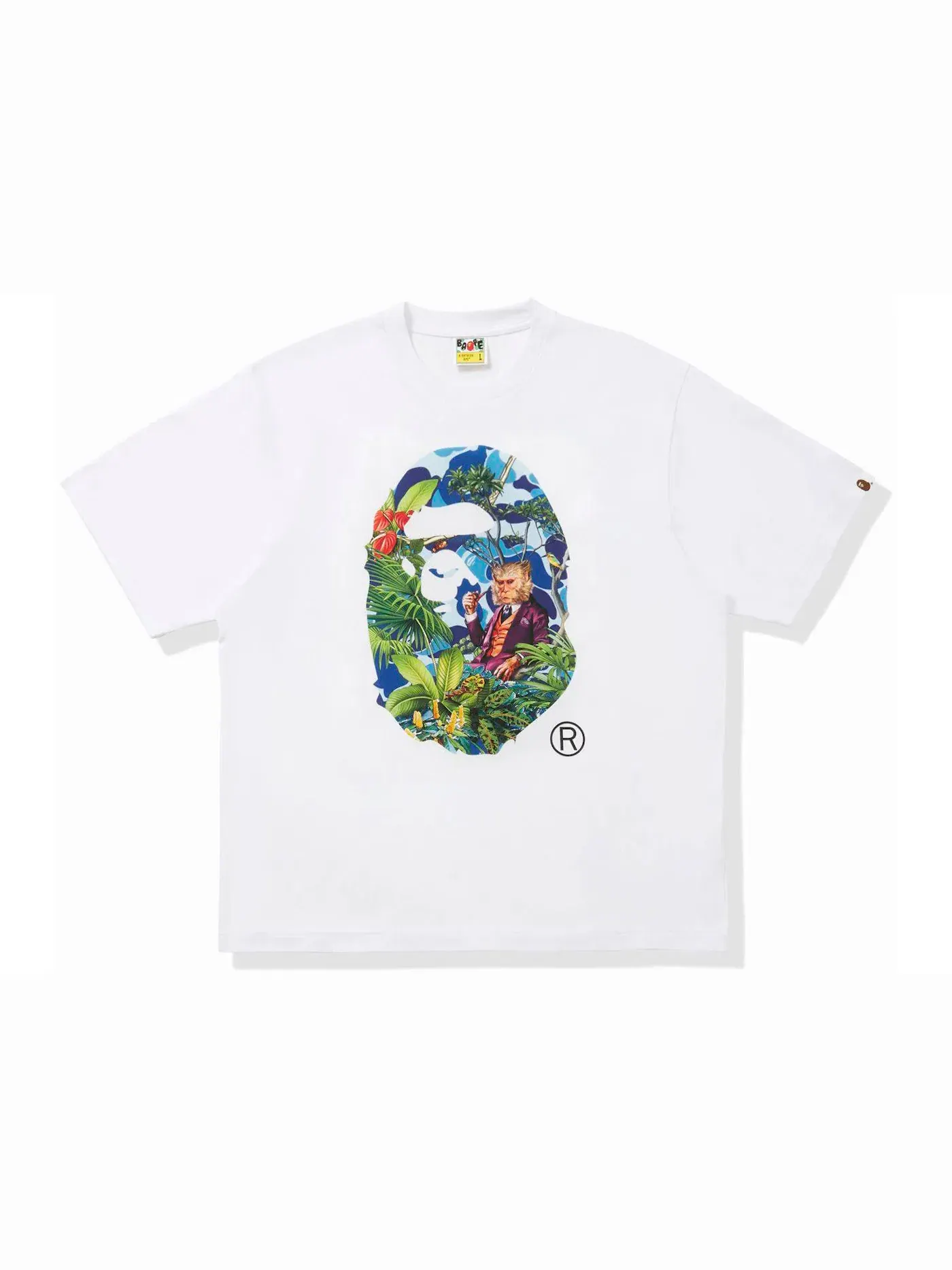 Мужская футболка с принтом BAPE x Monkey 47 Ape Head Tee BAPE — изображение 1 из 2, белый синий