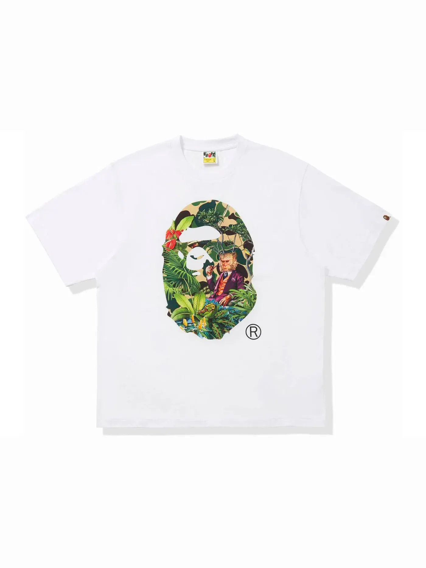 Мужская футболка с принтом BAPE x Monkey 47 Ape Head Tee BAPE — изображение 1 из 2, белый зеленый
