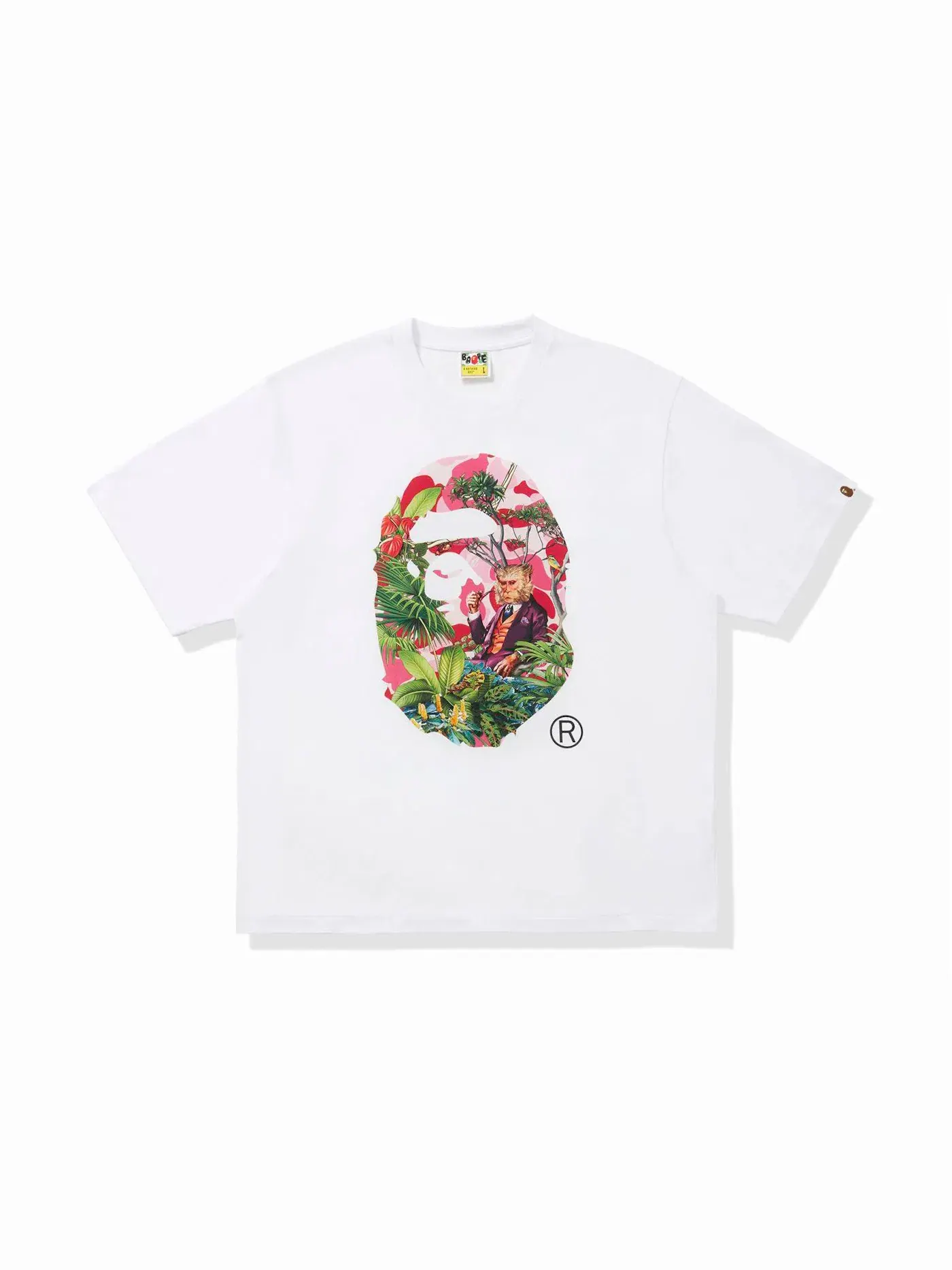 Мужская футболка с принтом Ape Head Tee BAPE — изображение 1 из 2, белый розовый