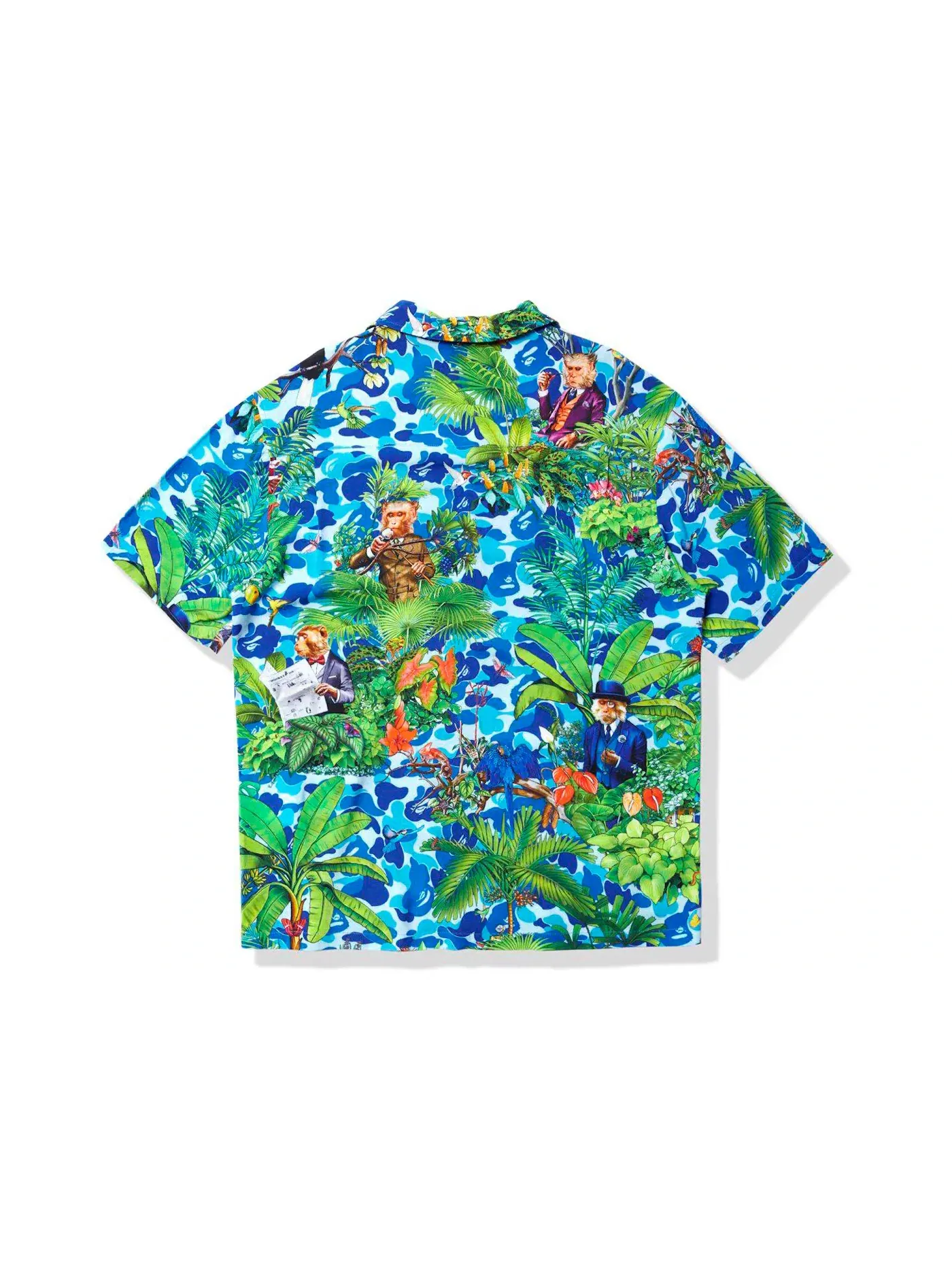 Мужская рубашка с открытым воротником с принтом BAPE x Monkey 47 BAPE — изображение 2 из 2, синий