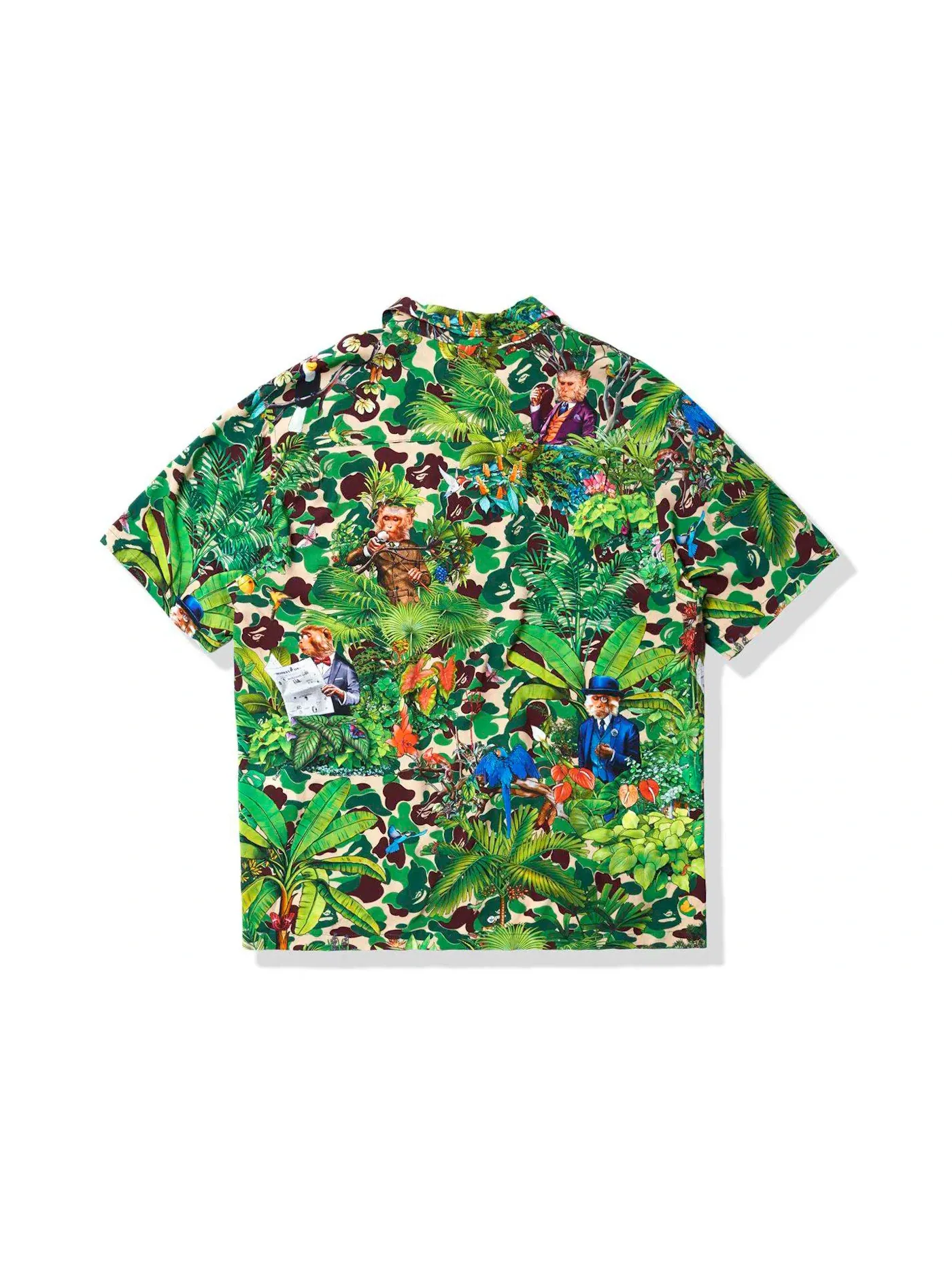 Мужская рубашка с коротким рукавом BAPE x Monkey 47 Open Collar S/S Shirt BAPE — изображение 2 из 2, зеленый