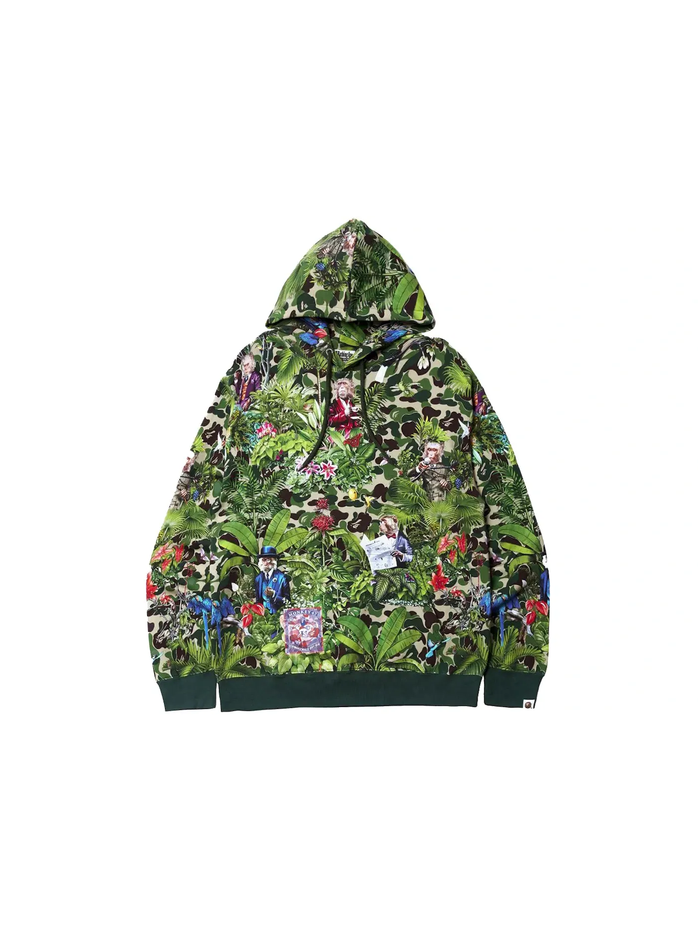Мужской пуловер с капюшоном BAPE x Monkey 47 — изображение 1 из 3, зеленый