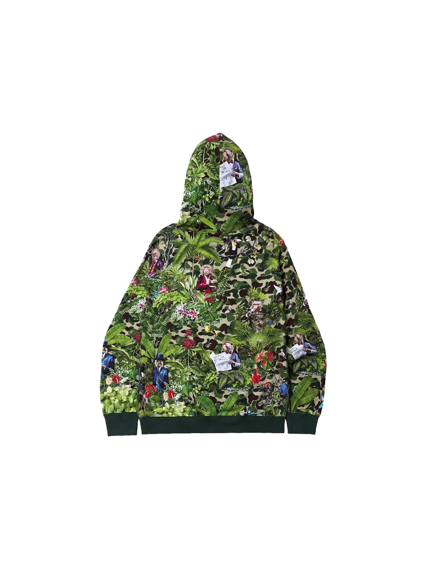 Мужской пуловер с капюшоном BAPE x Monkey 47 — изображение 2 из 3, зеленый