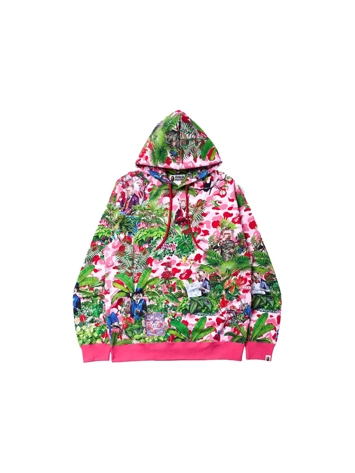 Мужской пуловер с капюшоном с принтом BAPE x Monkey 47 Hoodie BAPE — изображение 1 из 3, розовый
