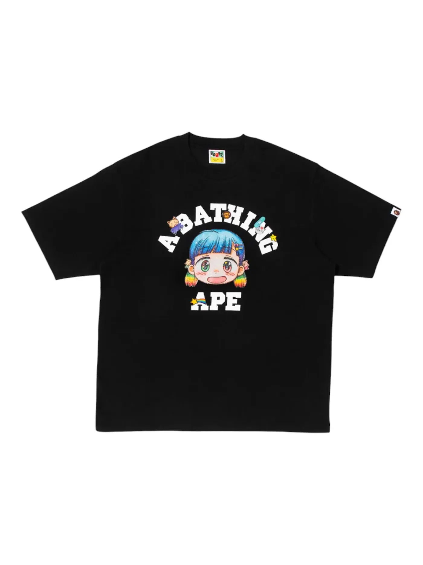 Футболка с принтом BAPE x Mr. College Tee BAPE — изображение 1 из 1, черный