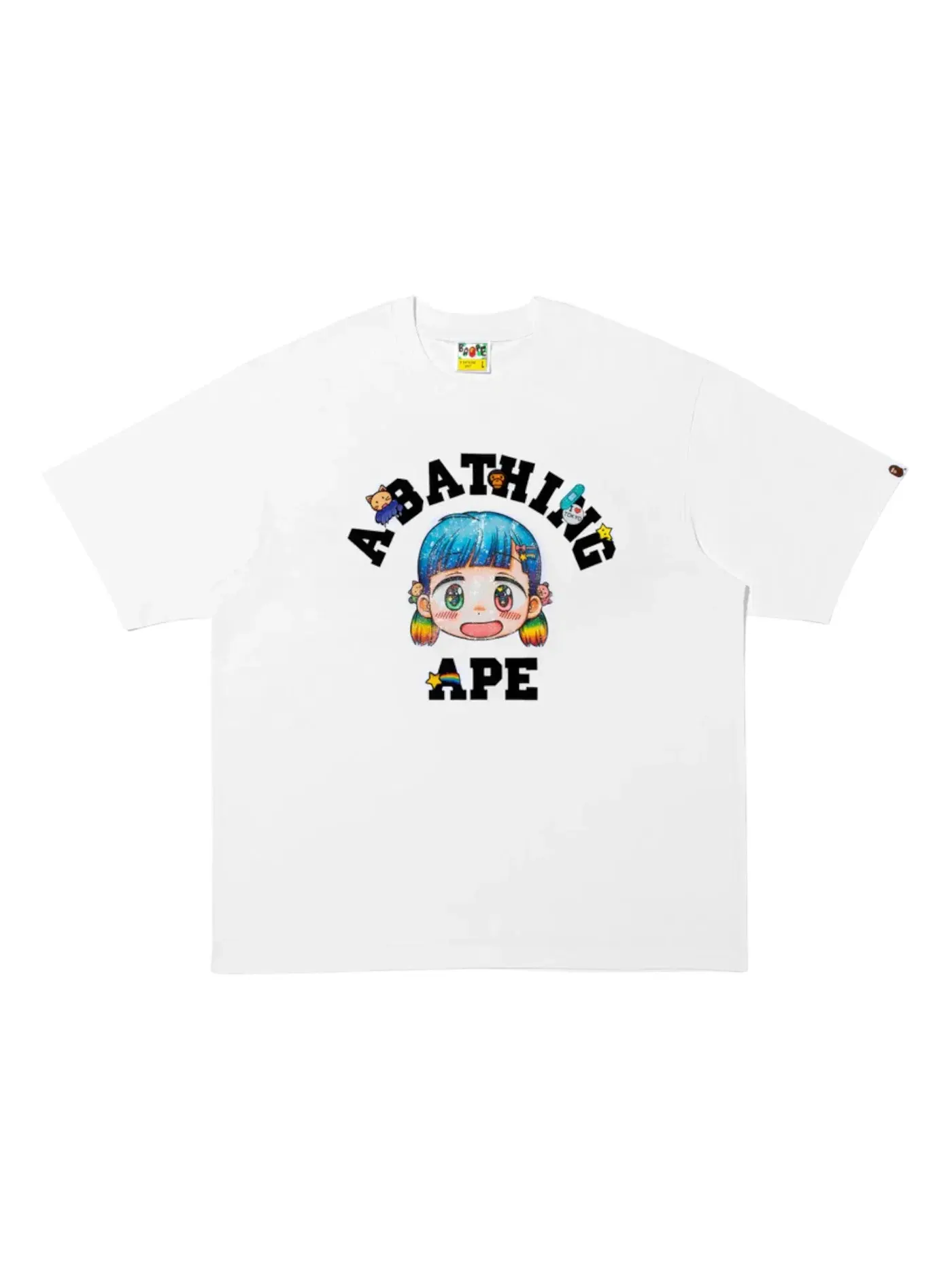 Унисекс футболка с принтом BAPE x Mr. College Tee BAPE — изображение 1 из 1, белый