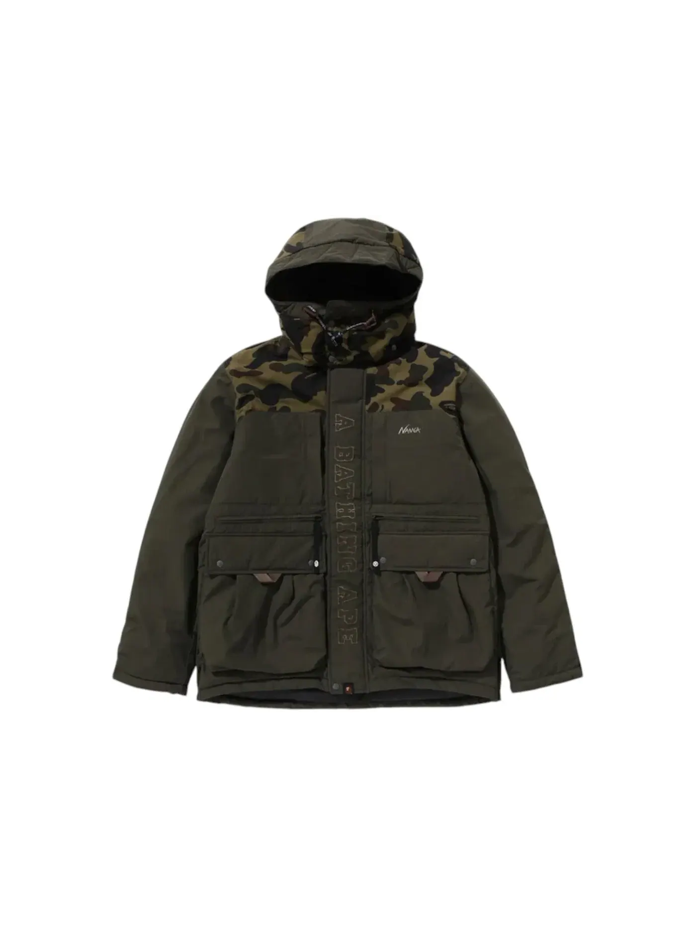 Мужская пуховая куртка с принтом BAPE x Nanga Hinoc Down Jacket BAPE, Olivedrab — изображение 1 из 3