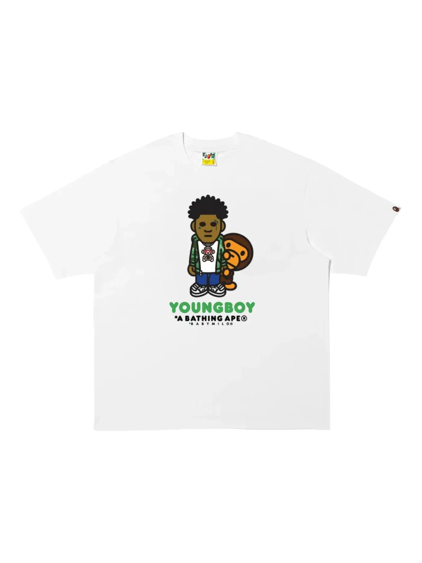 Мужская футболка с принтом BAPE x NBA Youngboy Never Broke Again Milo Tee BAPE — изображение 1 из 1, белый