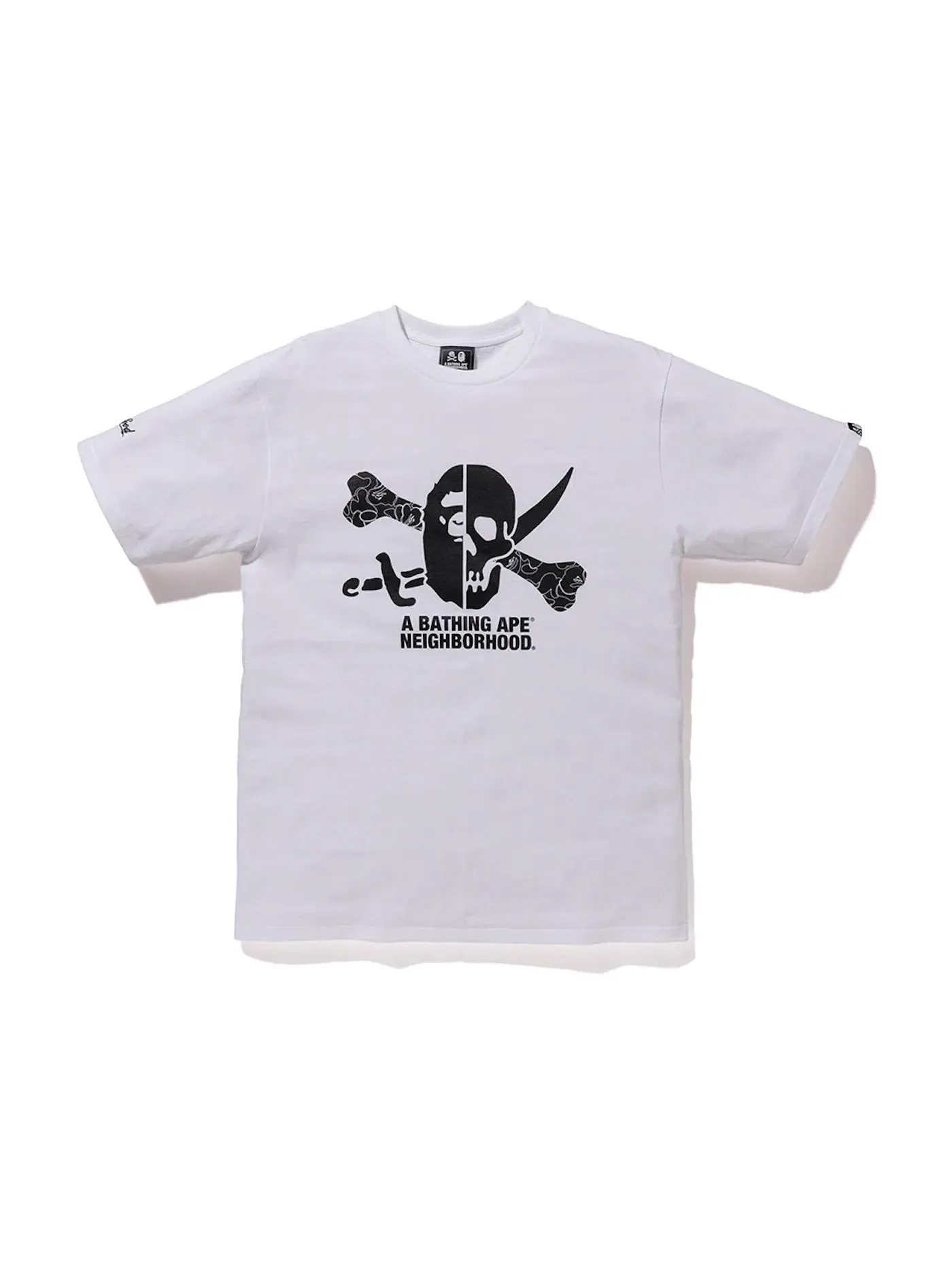 Мужская футболка с принтом BAPE x Neighborhood Ape & Skull Tee BAPE — изображение 1 из 1, белый
